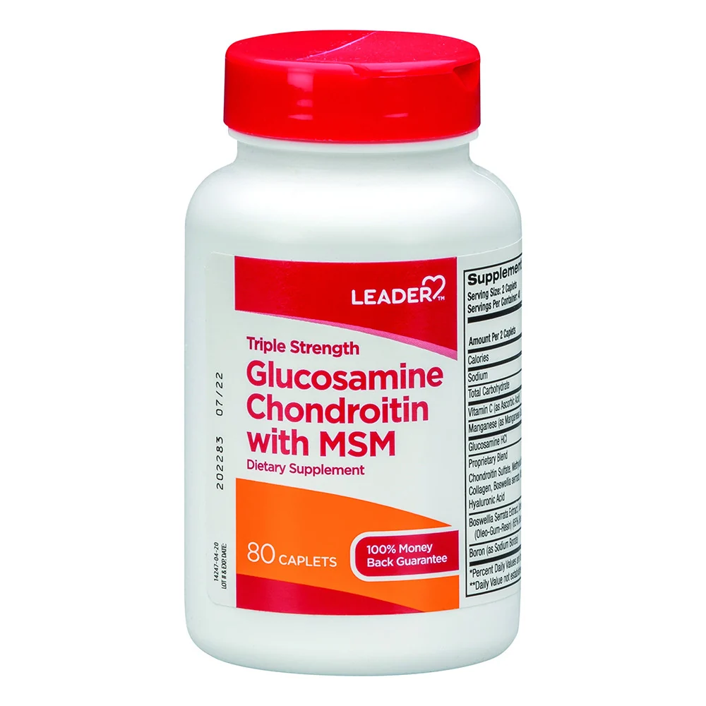 Fast Leader Triple Strength Dietary Supplement Caplets Glucosamine Chondroitin With Msm 80 Ea Clean