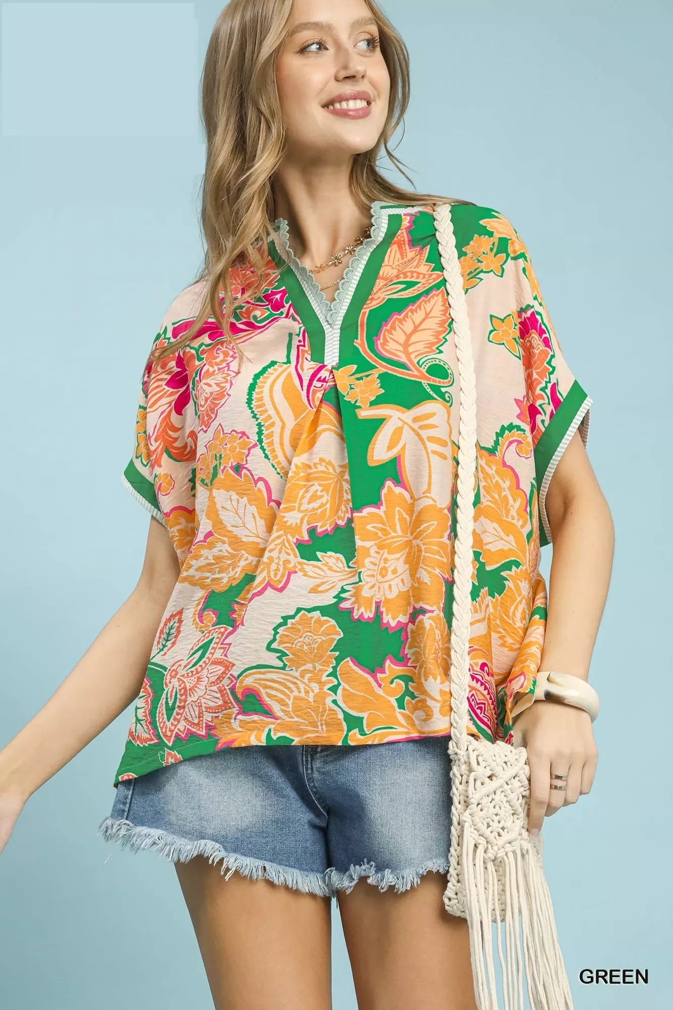 Unique Umgee Abstract Print Oversized Top Convenient