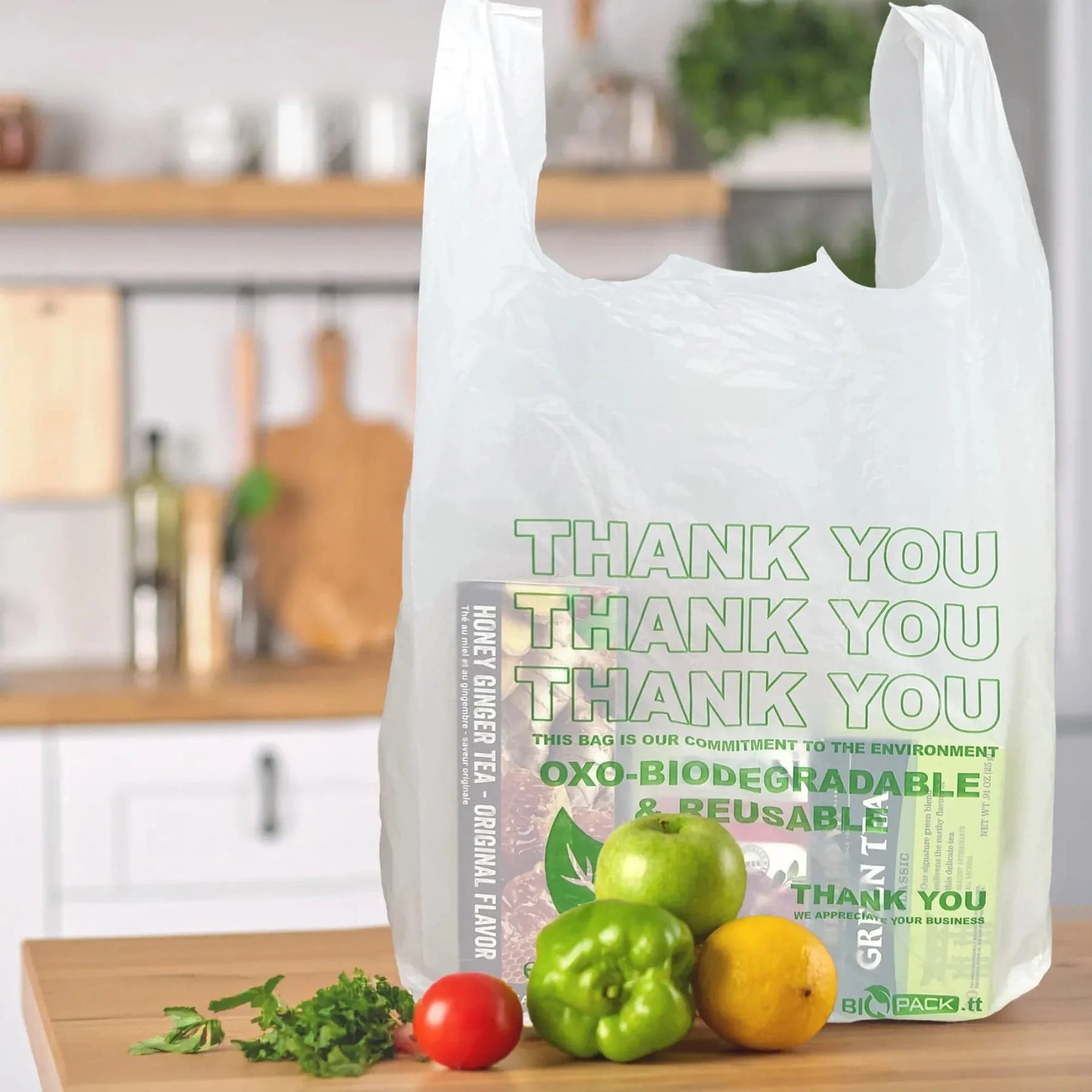 Detailed Eco-Friendly Oxo-Biodegradable T-Shirt Carry Bag Functional