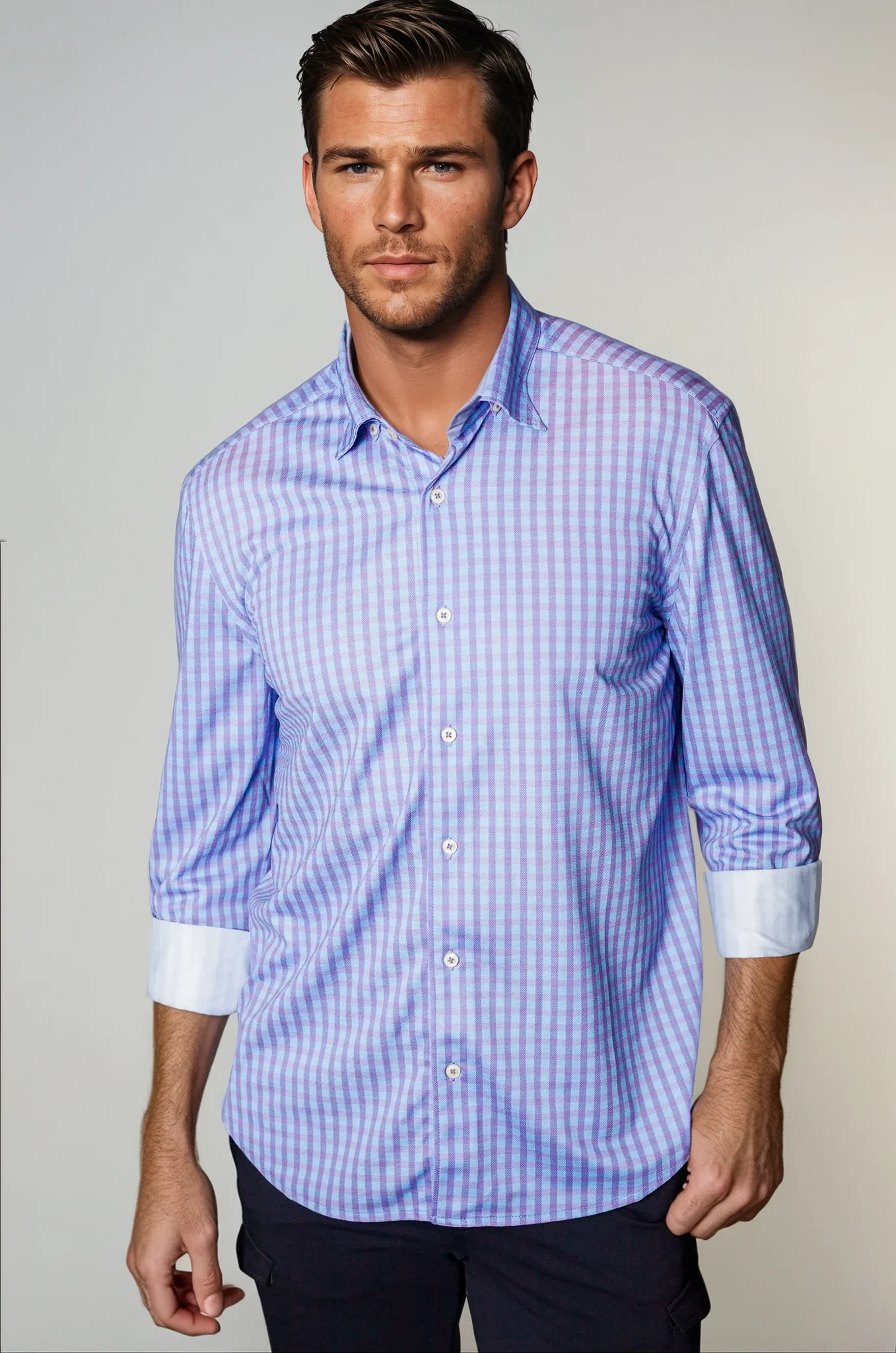 Traditional Avant Check Long Sleeve Tech Shirt Carefully Designed