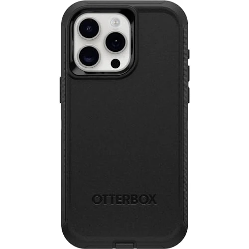 Eco-Friendly OtterBox iPhone 15 Pro MAX Only Defender Series Case - Black screenless Rugged Durable with Port Protection Includes Holster Clip Kickstand Relaxed