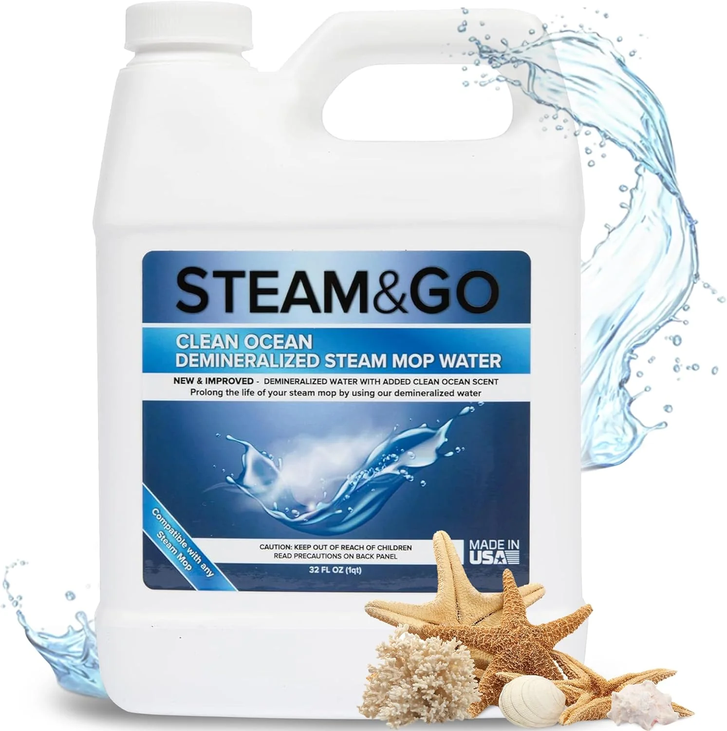 Solid Steam Go Clean Ocean Demineralized Water for Steam Mops 32oz Original Design