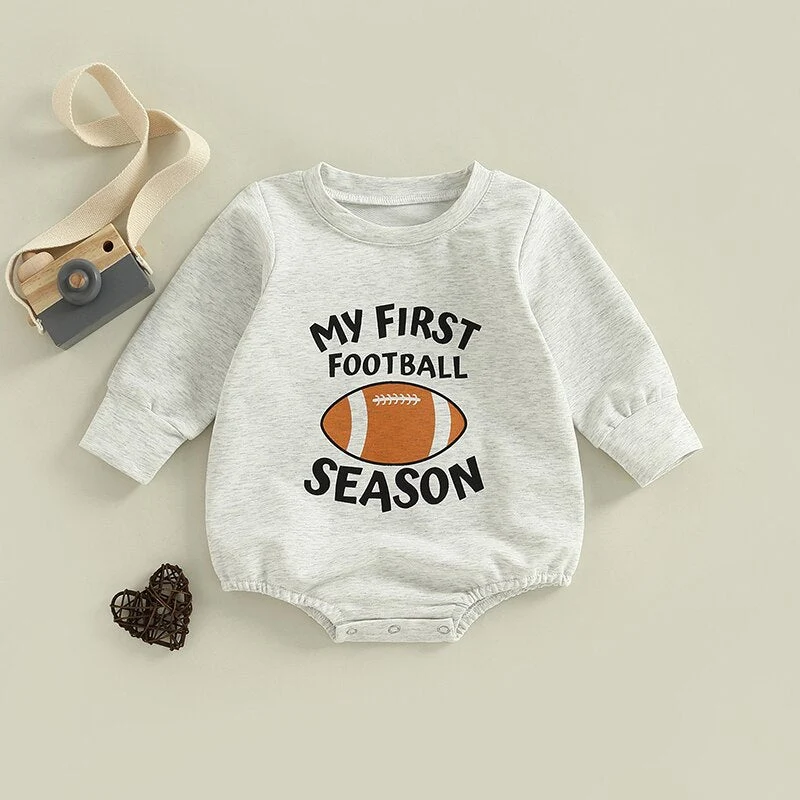 Fine Infant Baby Boy Football Bodysuit Long Sleeve My First Football Season Jumpsuit Outfit Bubble Romper Optimized