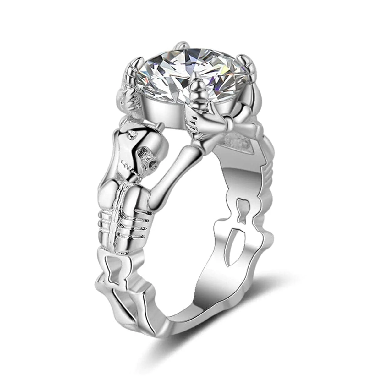 Top-Quality Crystal Silvertone Skeleton Ring World-Class
