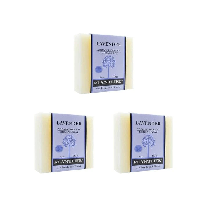 Official Plantlife Lavender 3-pack Bar Soap - Moisturizing and Soothing Soap for Your Skin - Hand Crafted Using Plant-Based Ingredients - Made in California 4oz Bar