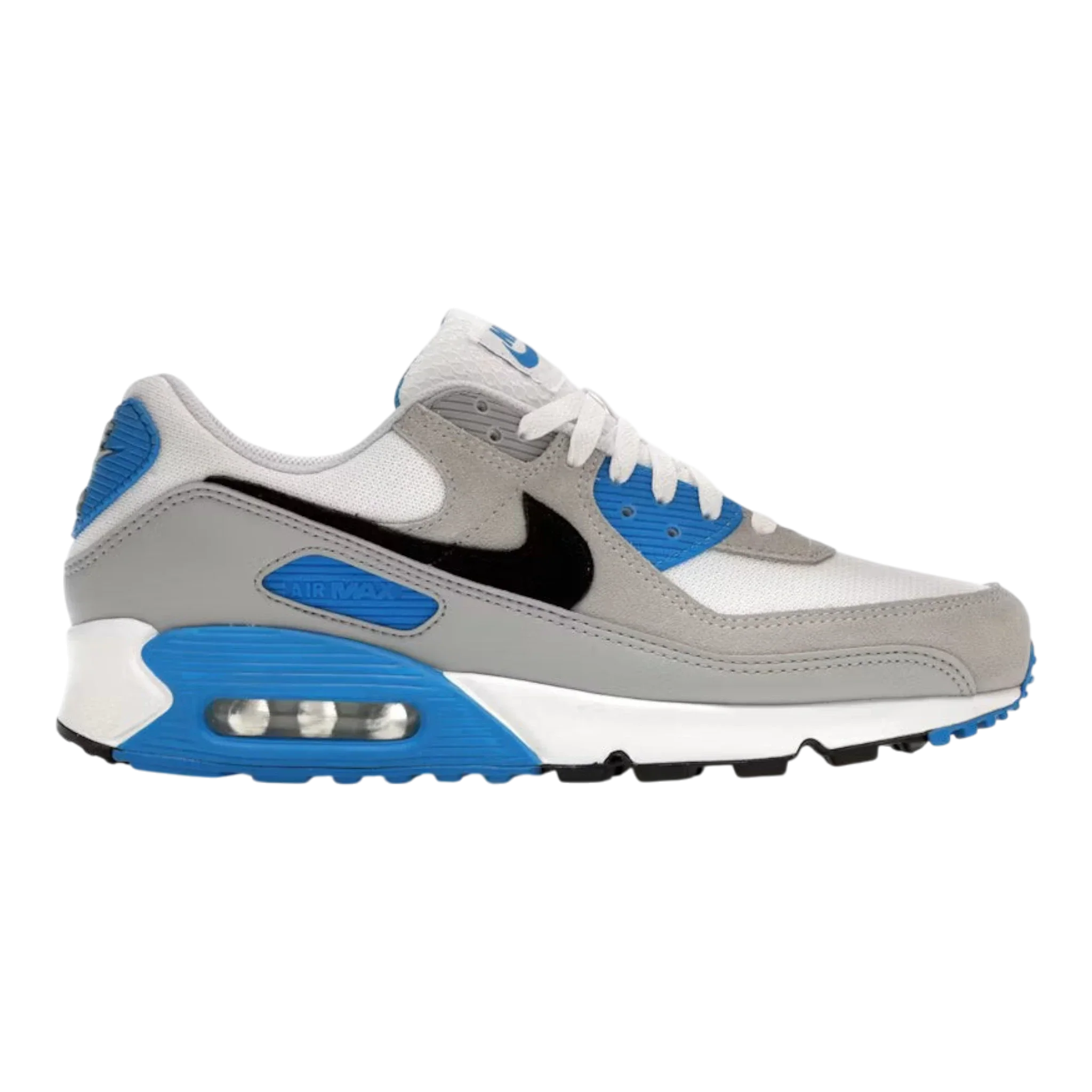 Lightweight Nike Air Max 90 Men's Sneakers — White Photo Blue Low-Top Easy-to-Use