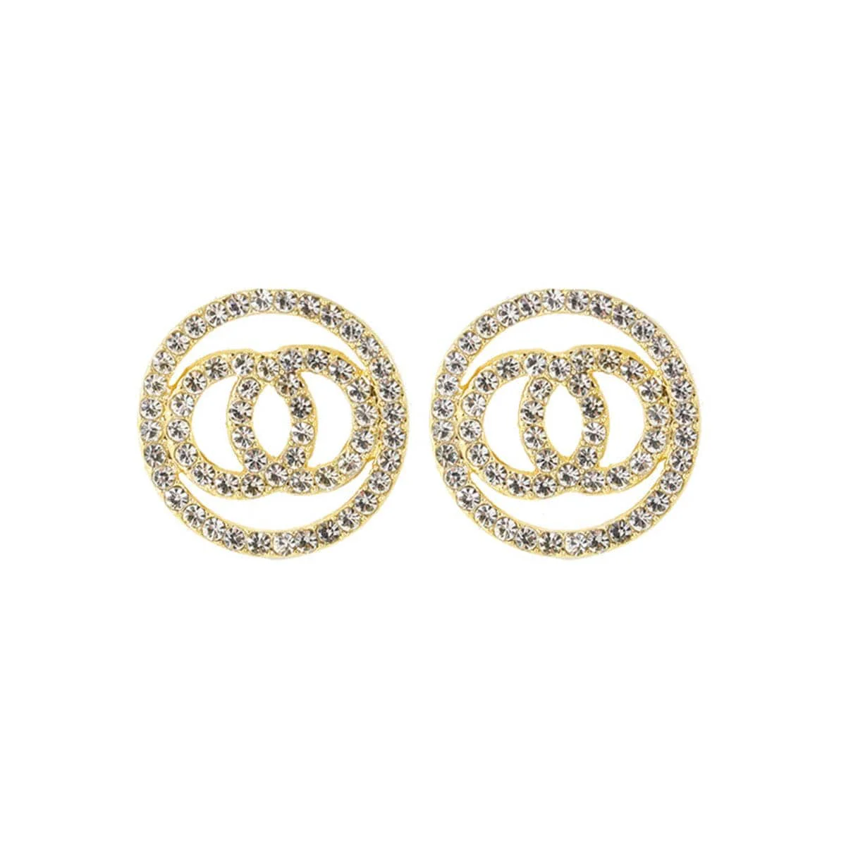 World-Class Cubic Zirconia Goldtone Pavé Linked Circle Stud Earrings Trusted