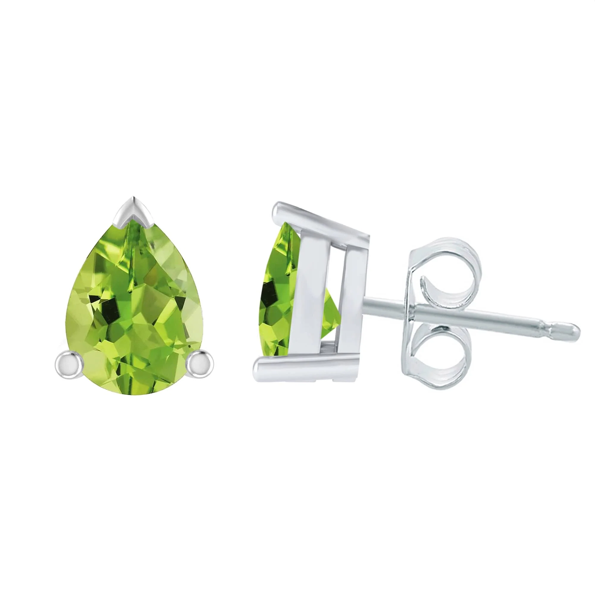Versatile Sterling Silver 1.40CT Pear Shape Natural Peridot Stud Earrings Effective