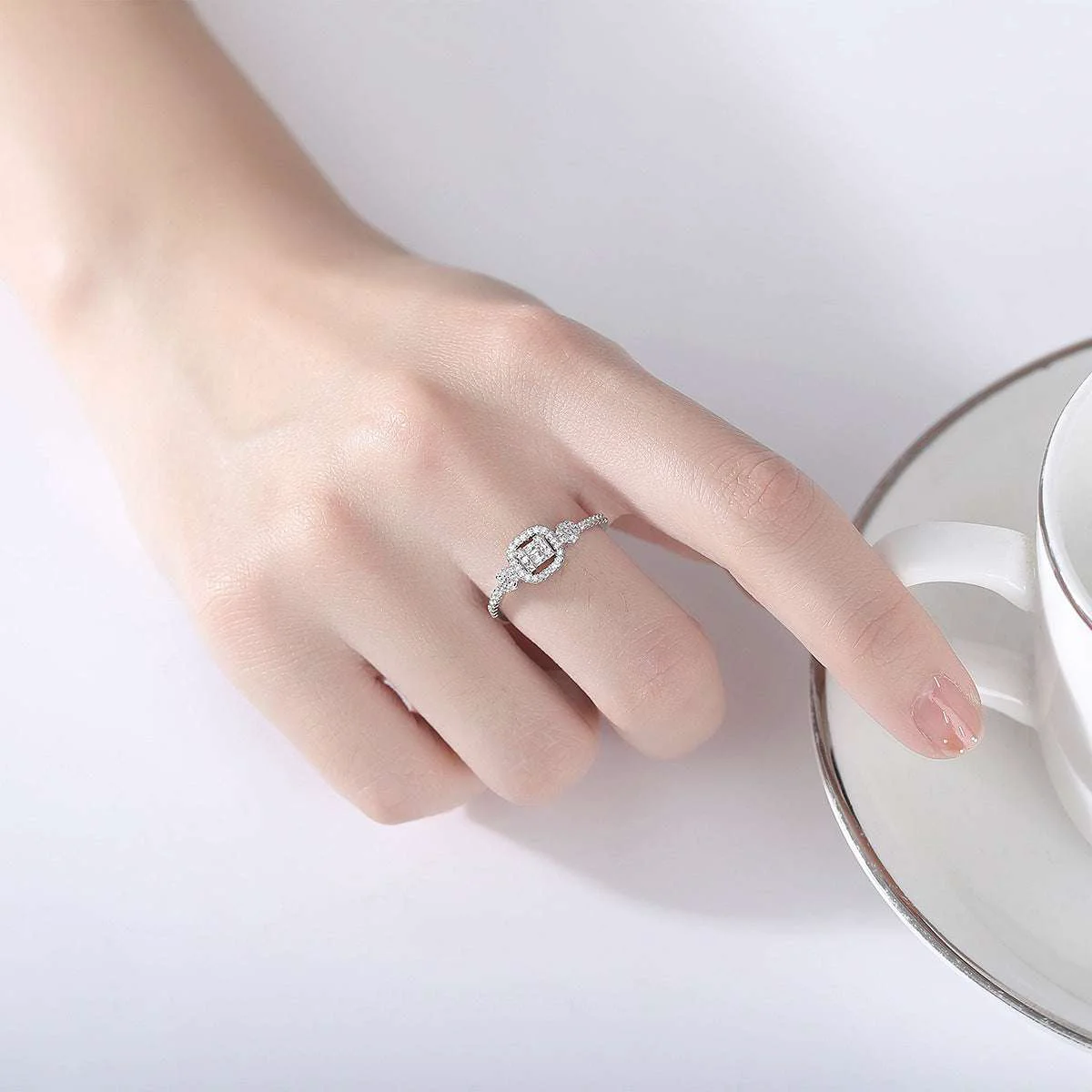 Elite Cubic Zirconia Crystal Silvertone Adjustable Ring Expertly Made