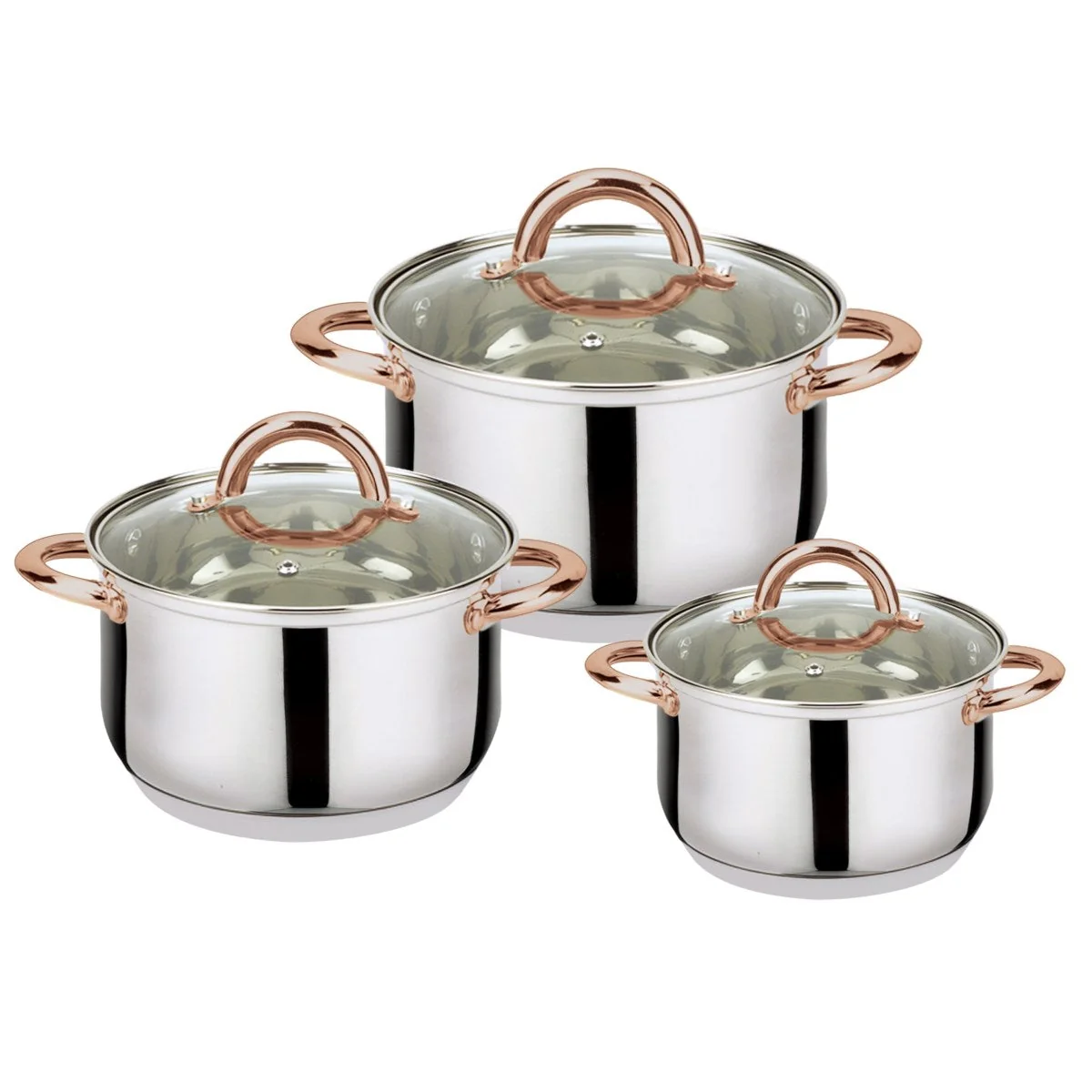 Detailed 6-Piece Stainless Steel Casserole Set Pots and Lids Solid