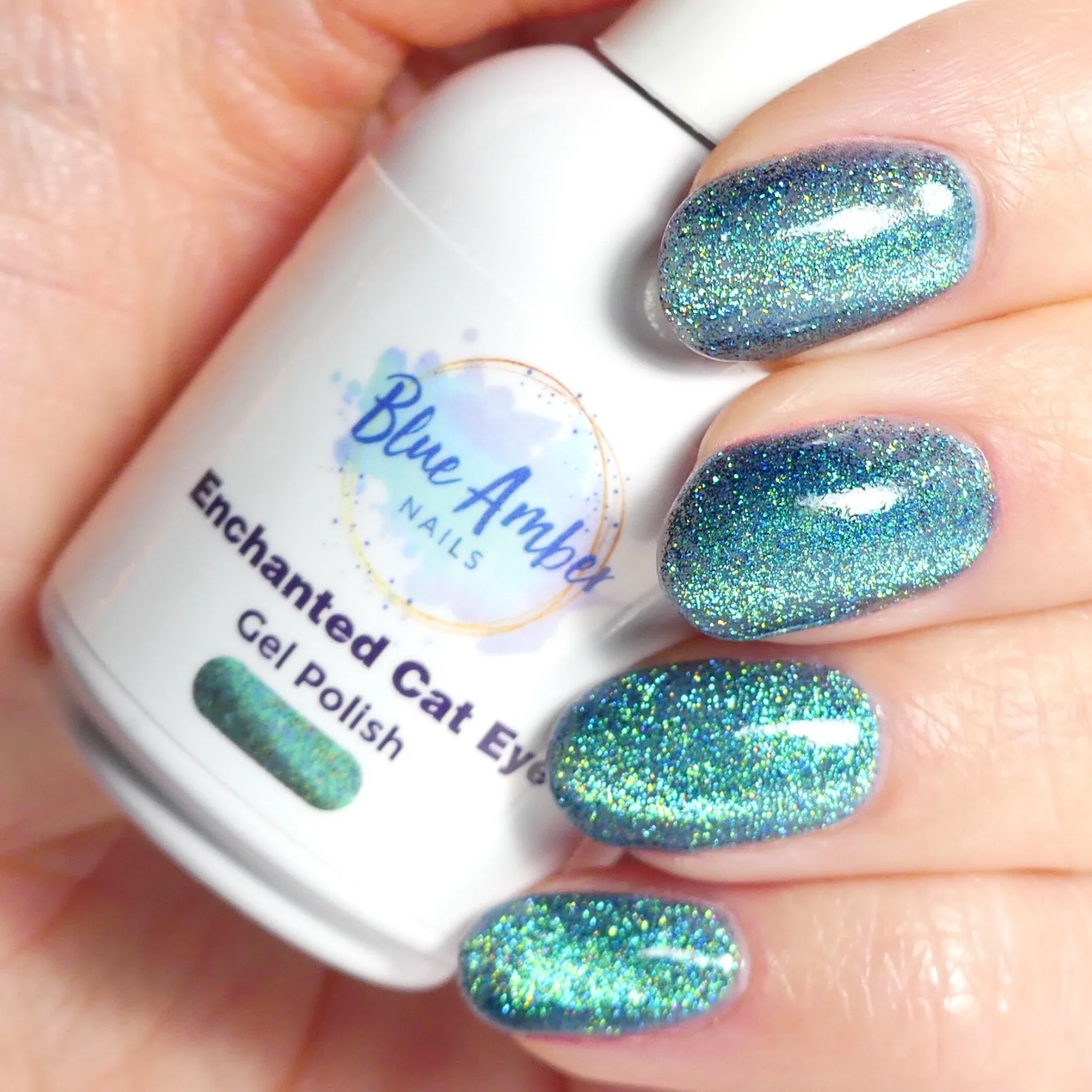Organic Enchanted Ocean Green Cats Eye Gel Polish - Blue Amber Nails 15ml Each High-Quality