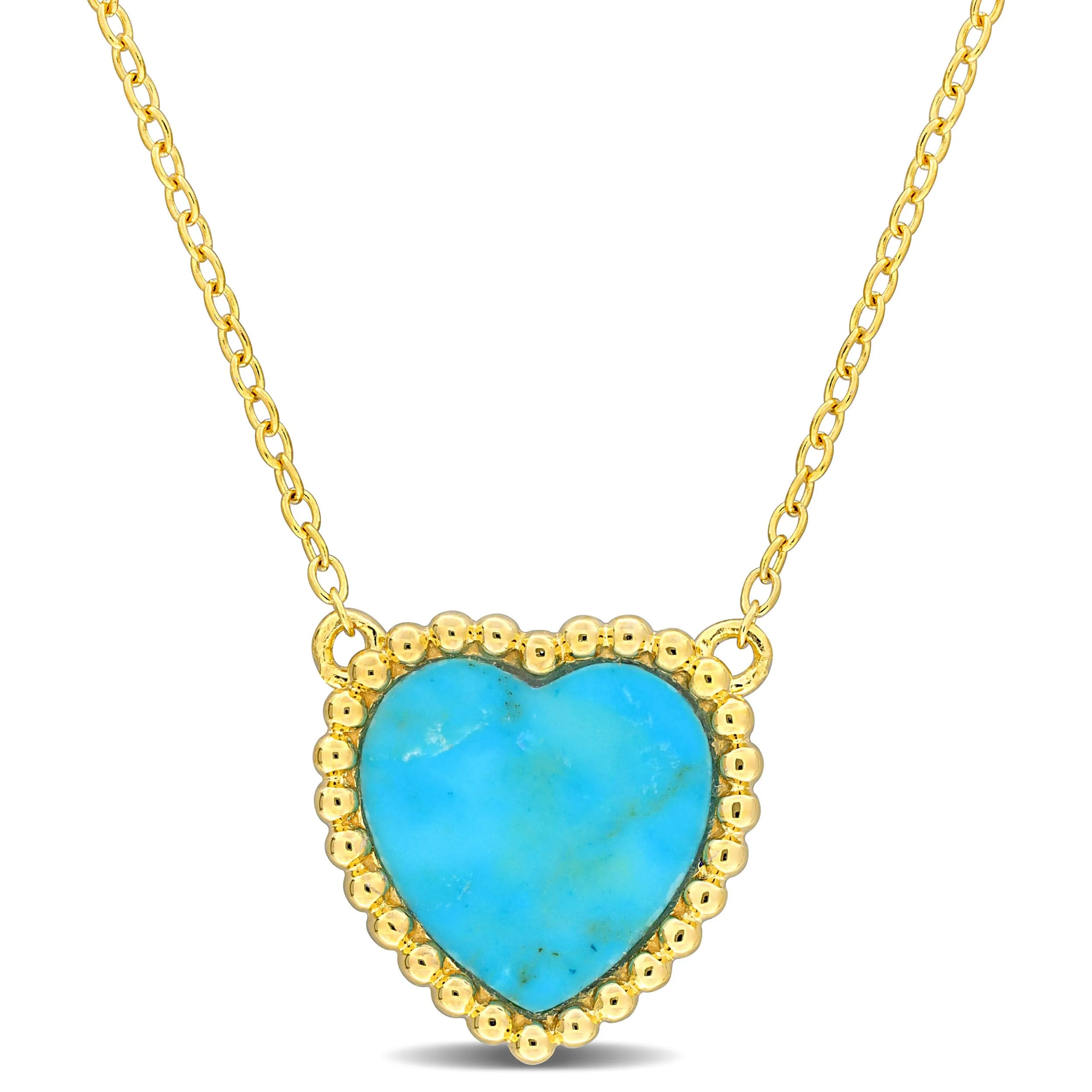 World-Class Sofia B. 5ct TGW Created Turquoise Necklace Yellow Silver Versatile