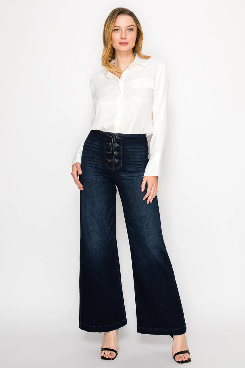 Breathable Eco Friendly Ultra High Rise Slim Palazzo Sailor Jeans Original