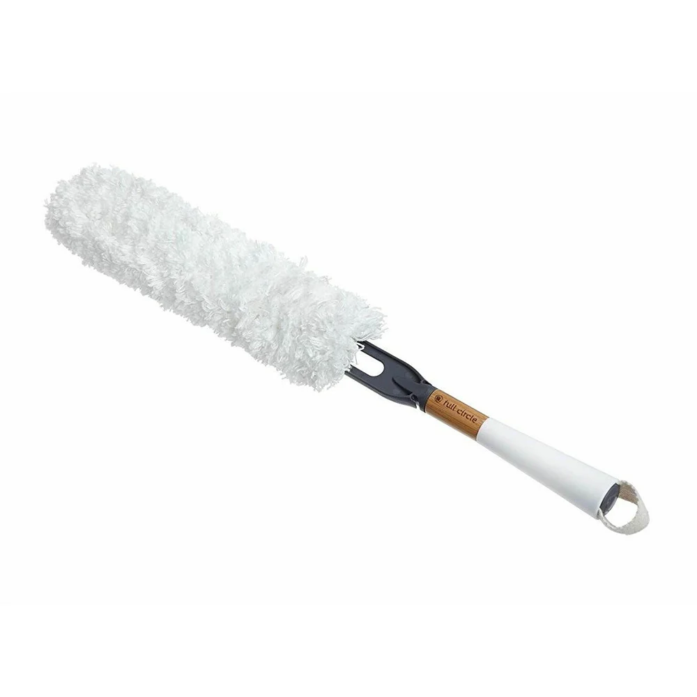 Easy-to-Use Full Circle Dust Whisperer Microfiber Duster with Machine Washable Head White 1Ea Refined
