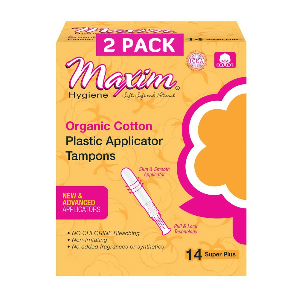 Casual Maxim Organic Cotton Plastic Applicator Tampons Super Plus 14 Ea Original