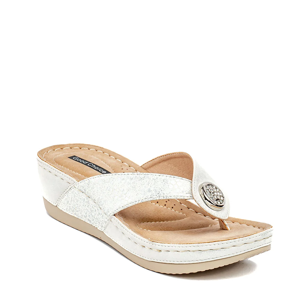 Outstanding Women's Dafni White Wedge Sandals Trusted