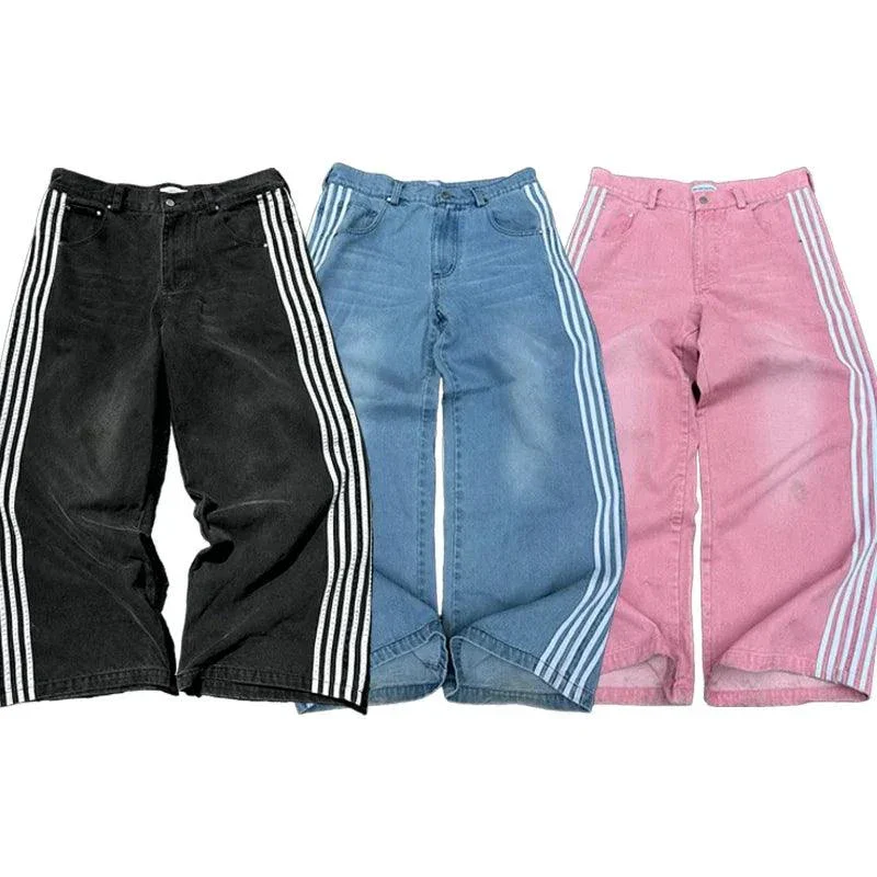 Sustainable Y2K Baggy Jeans Harajuku vintage Striped Embroidered high quality Sweatpants men women Hip Hop Casual wide leg jeans streetwear Your Style with Y2K Baggy Jeans Artisan
