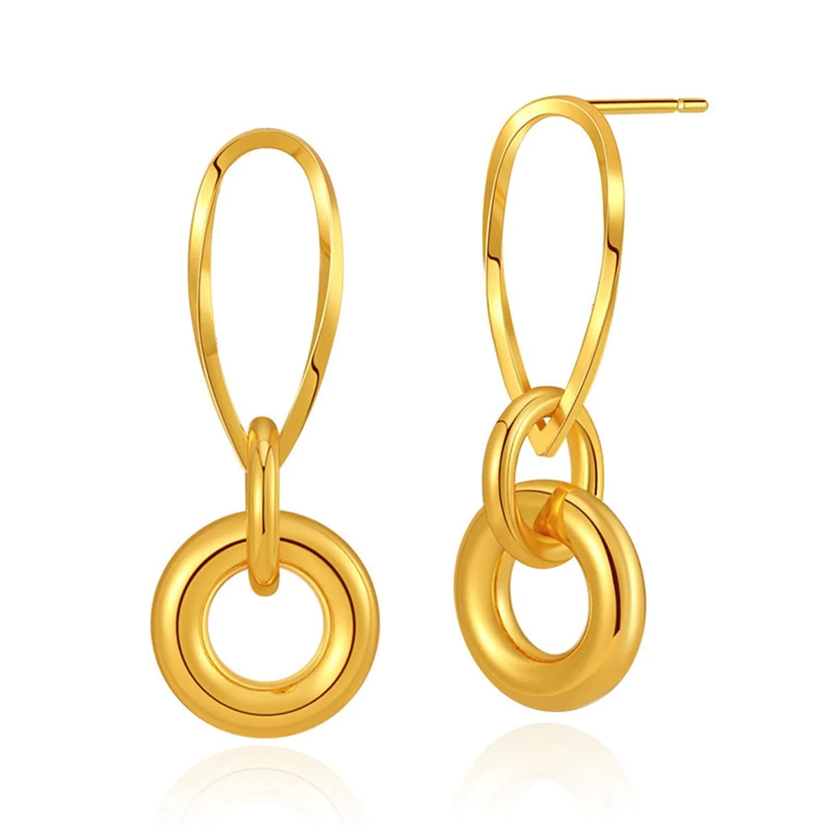 Breathable Goldtone Pear-Shaped Round Dangle Earrings Durable