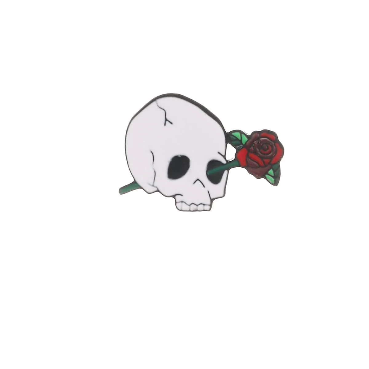 Sophisticated White Red Skull Rose Brooch Smart