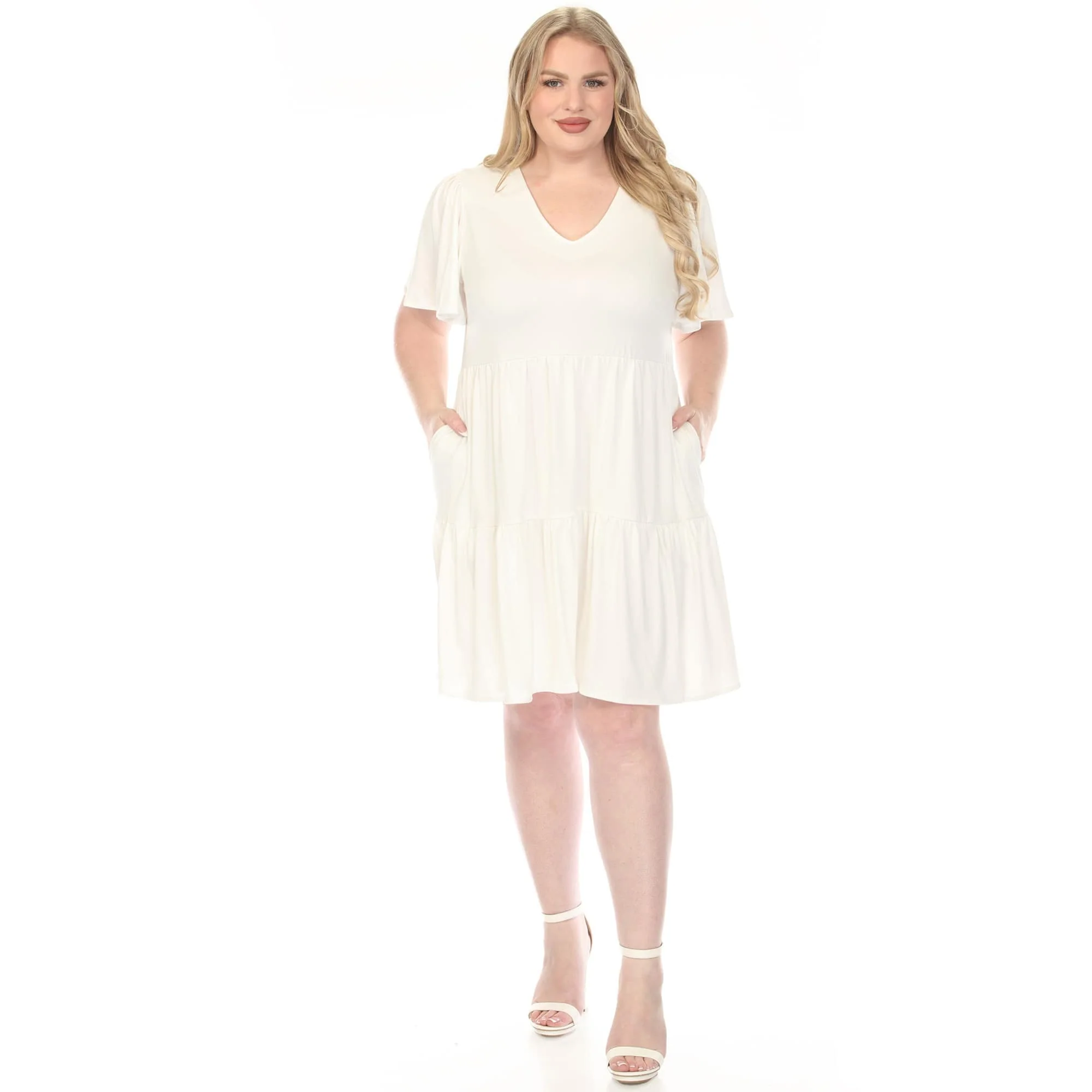 Selected Women's Plus Size V-Neck Short Sleeve Dress Certified