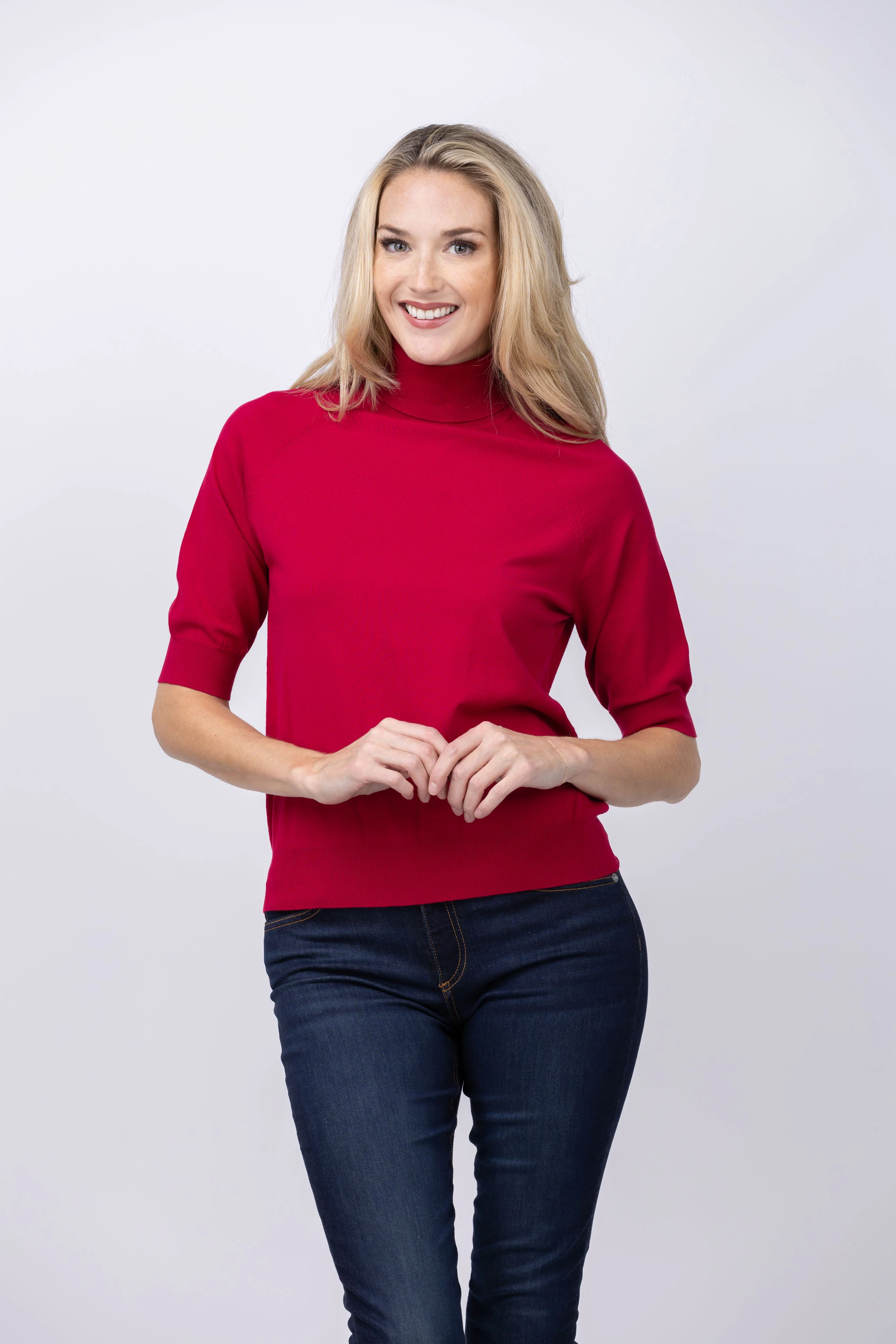 Exclusive Elliott Lauren SS Turtleneck in Rasberry Detailed
