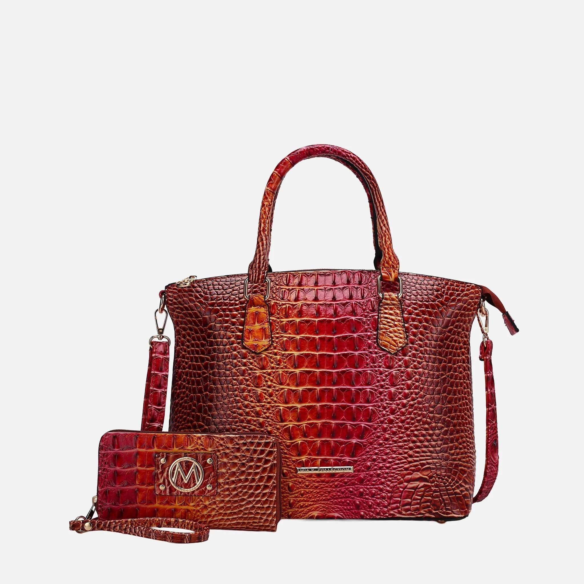 Exclusive MKF Collection by Mia K. - Liora Gradient Croc Shoulder Bag and Wallet Set High-End