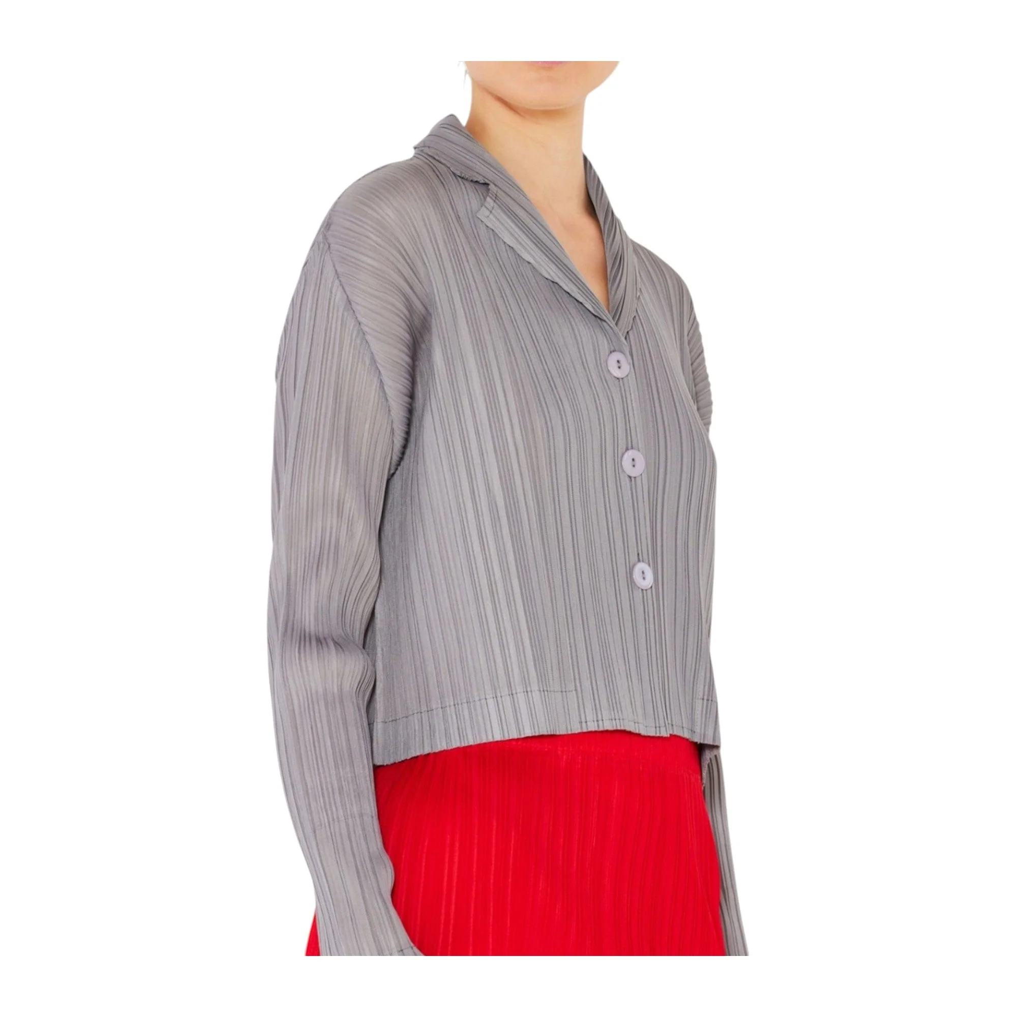 Original Marina West J03CR Pleated Cropped Button-Up Top Trusted