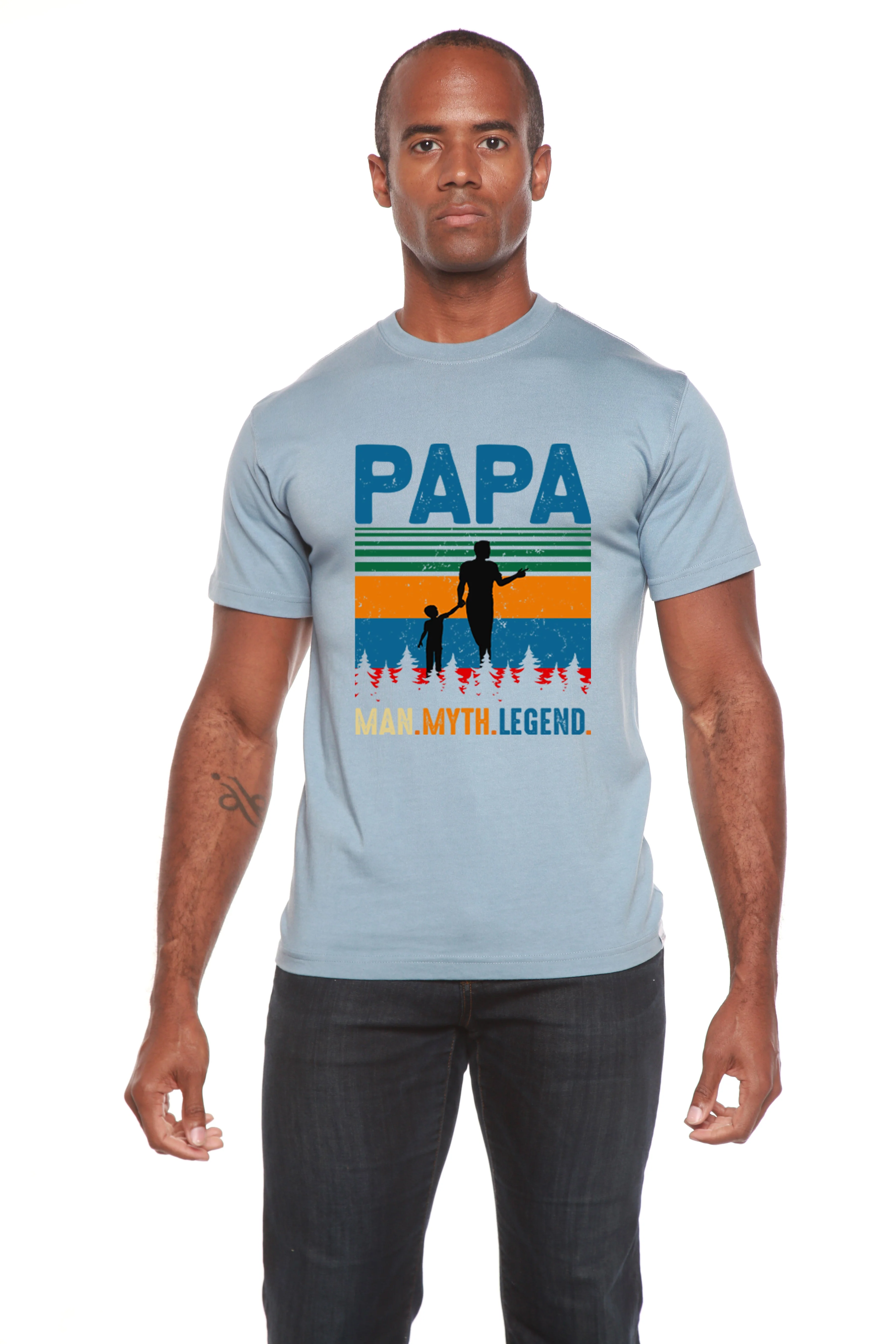 Original Design Papa Man Myth Legend Men's Bamboo Viscose Organic Cotton Short Sleeve Graphic T-Shirt Secure