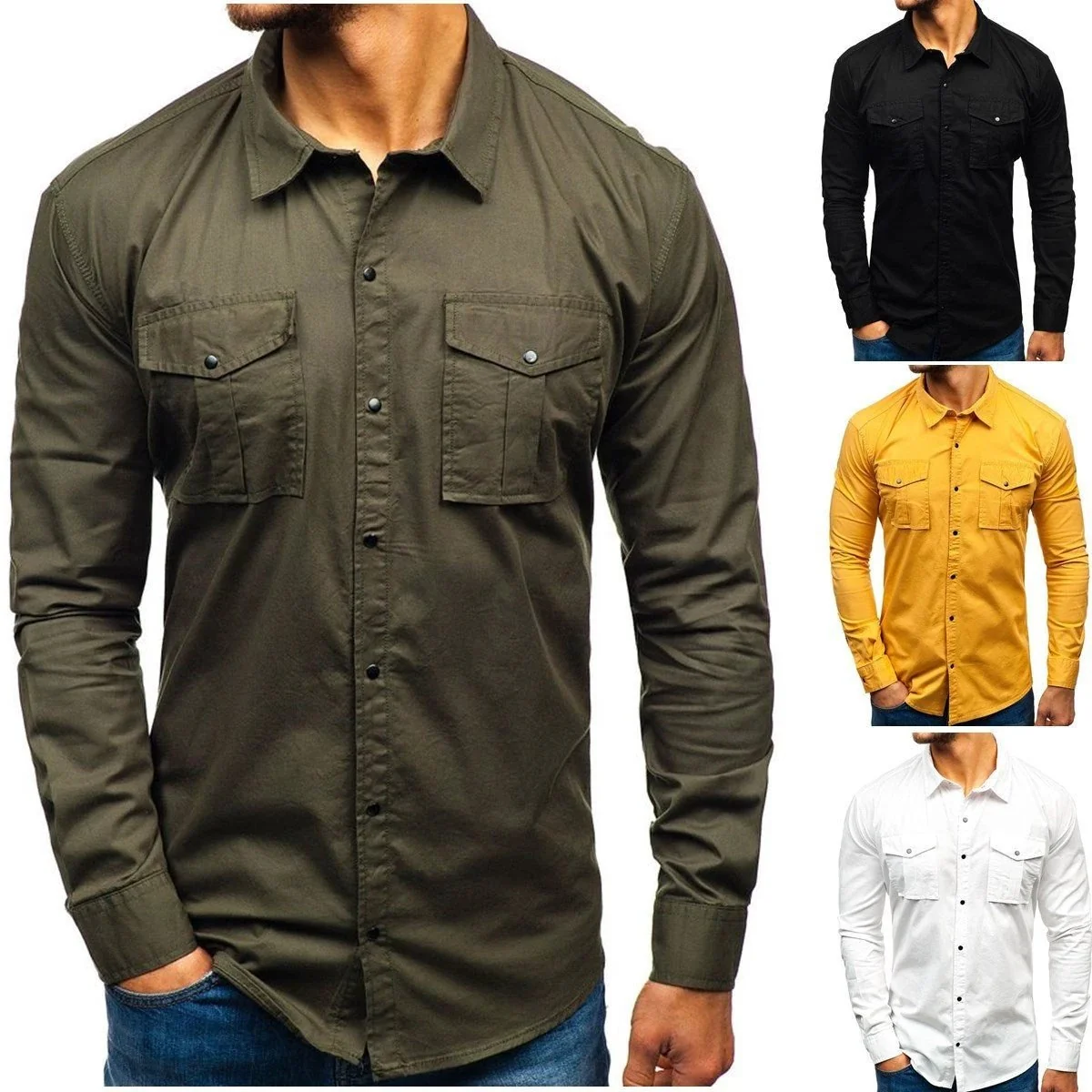 Comfortable Men Autumn Winter Long Sleeve Blouse Man Cotton Shirt Consistent