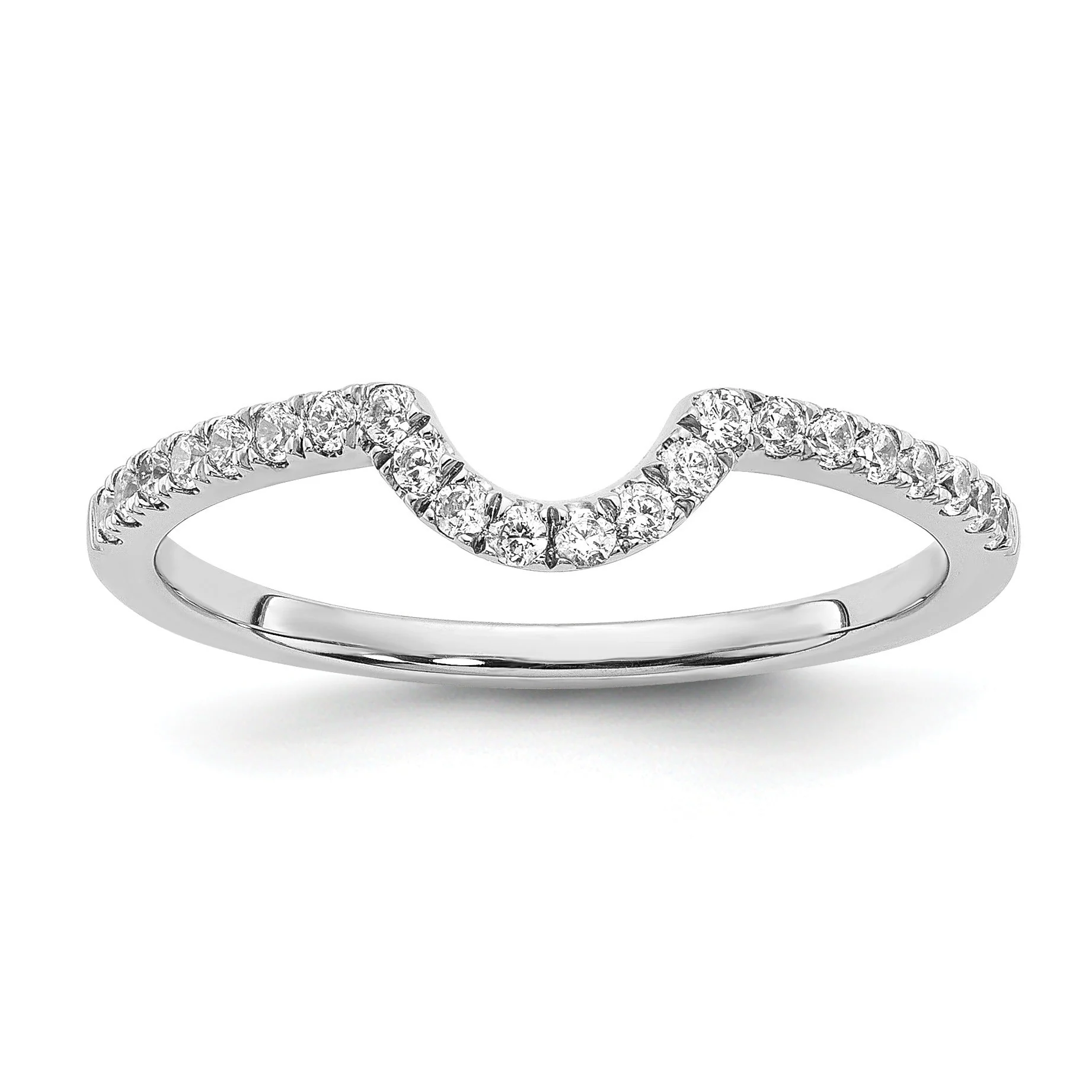 Consistent Round Lab Diamond Pavé 14K White Gold Curved Wedding Enhancer Band Expertly Made