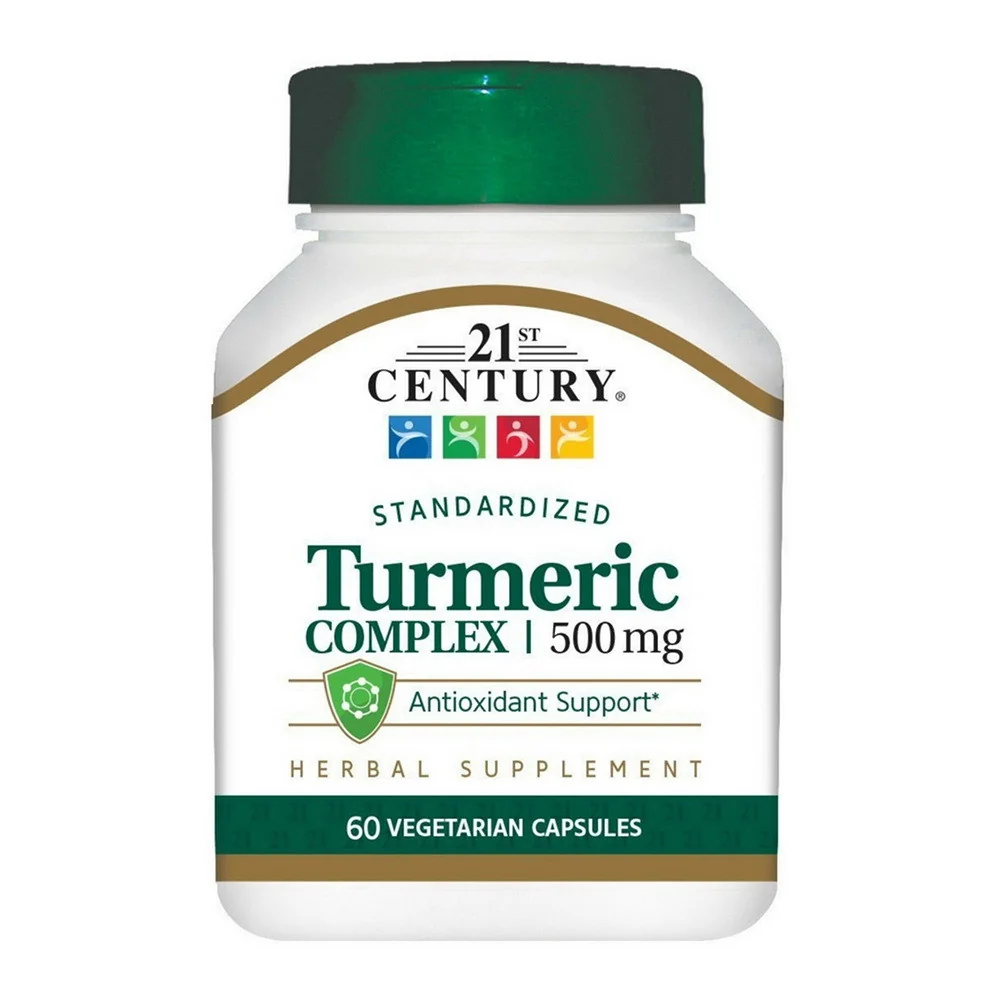 Convenient 21st Century Turmeric Complex 500 MG Vegetarian Capsules 60 Ea Eco-Friendly