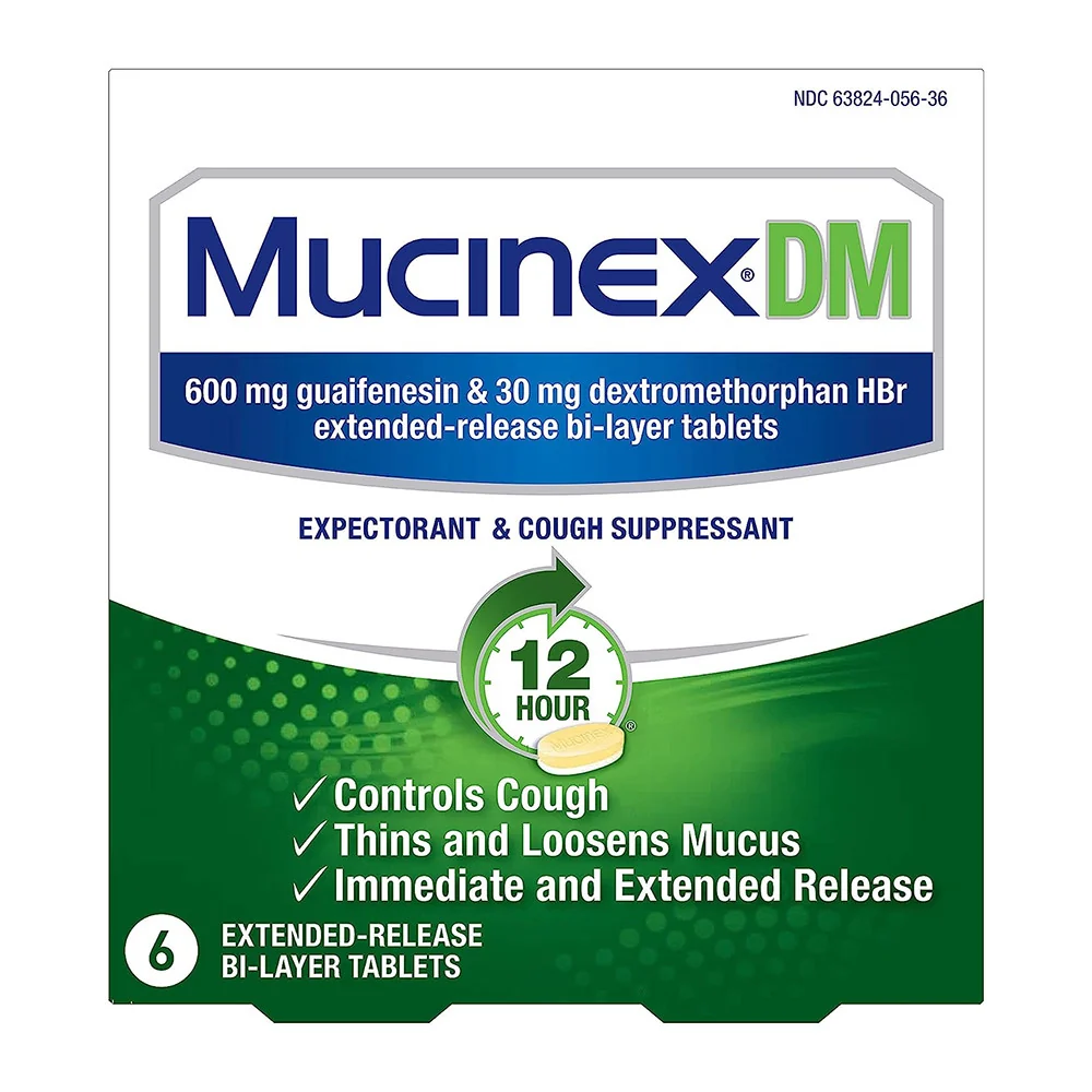 Eco-Friendly Mucinex DM 12 Hour Expectorant and Cough Suppressant Tablets 6 Ea Convenient