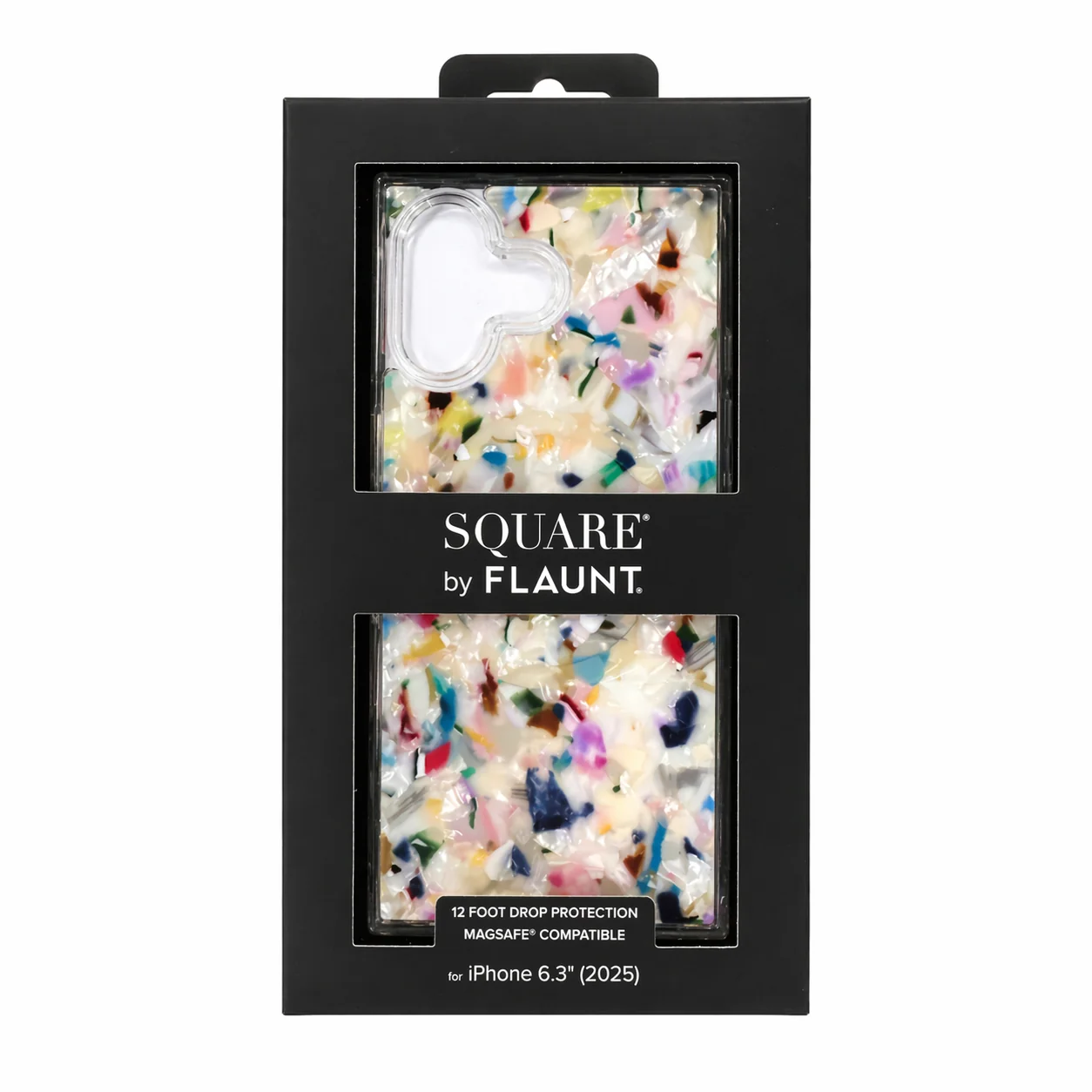 Elite Flaunt Square Protective Case - Compatible with iPhone 17 - Compatible with MagSafe Wireless Charging - Drop-Tested Shockproof - Rainbow Confetti Tortoise Shell Powerful