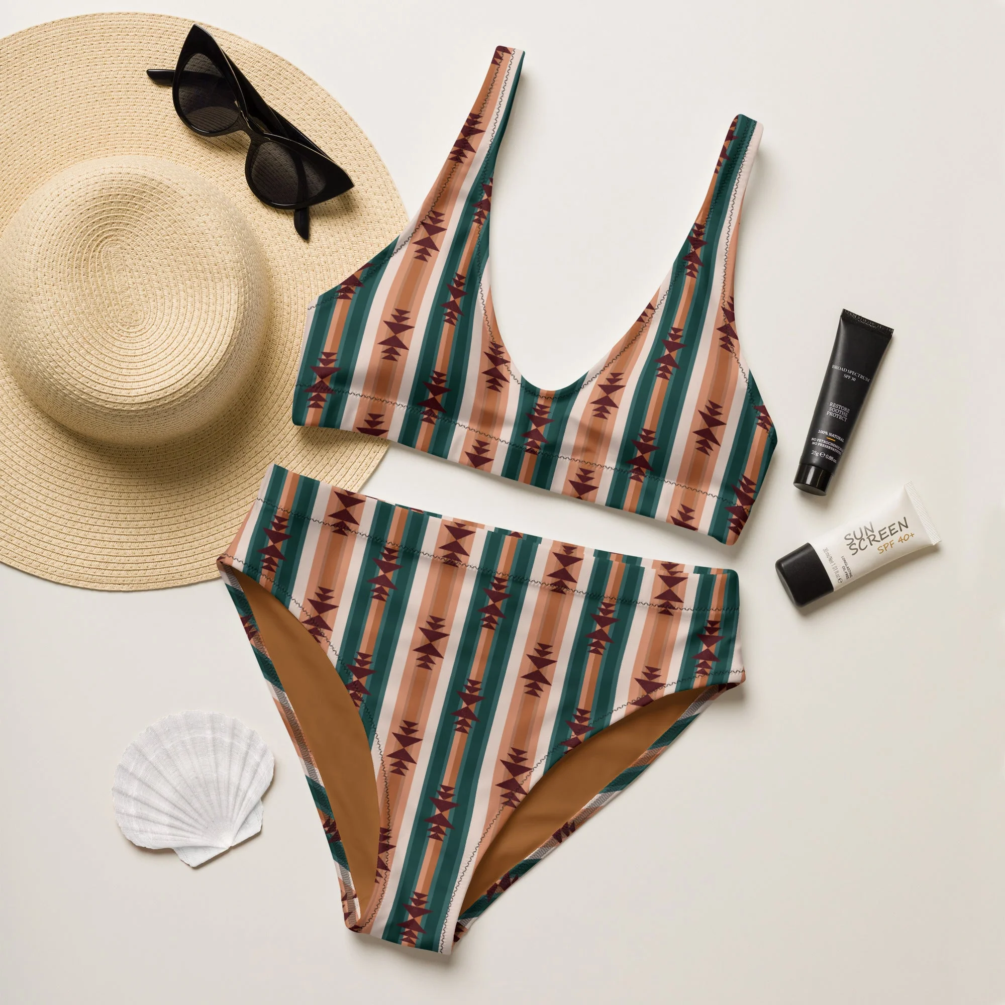 Breathable Baha Ranch Yeehaw Cocoa Aztec Bikini Long-Lasting