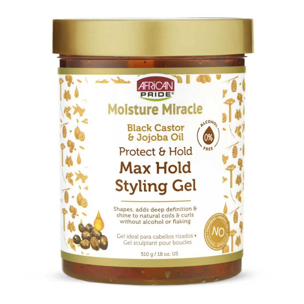 Advanced African Pride Moisture Max Hold Styling Gel with Black Castor and Jojoba Oil 18 Oz Genuine