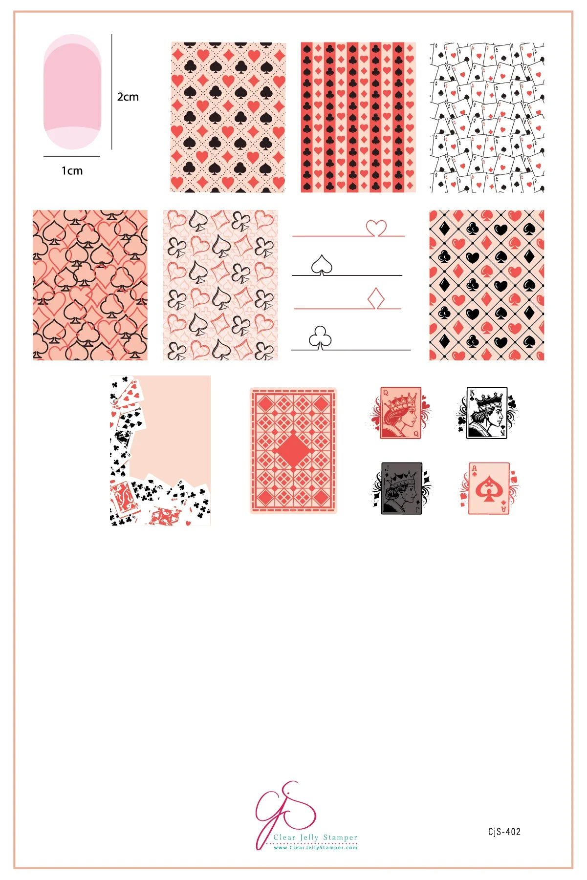 User-Friendly Stack the Deck CjS-402 - Etched Nail Art Stamping Plate - Clear Jelly Stamping Plate Responsible