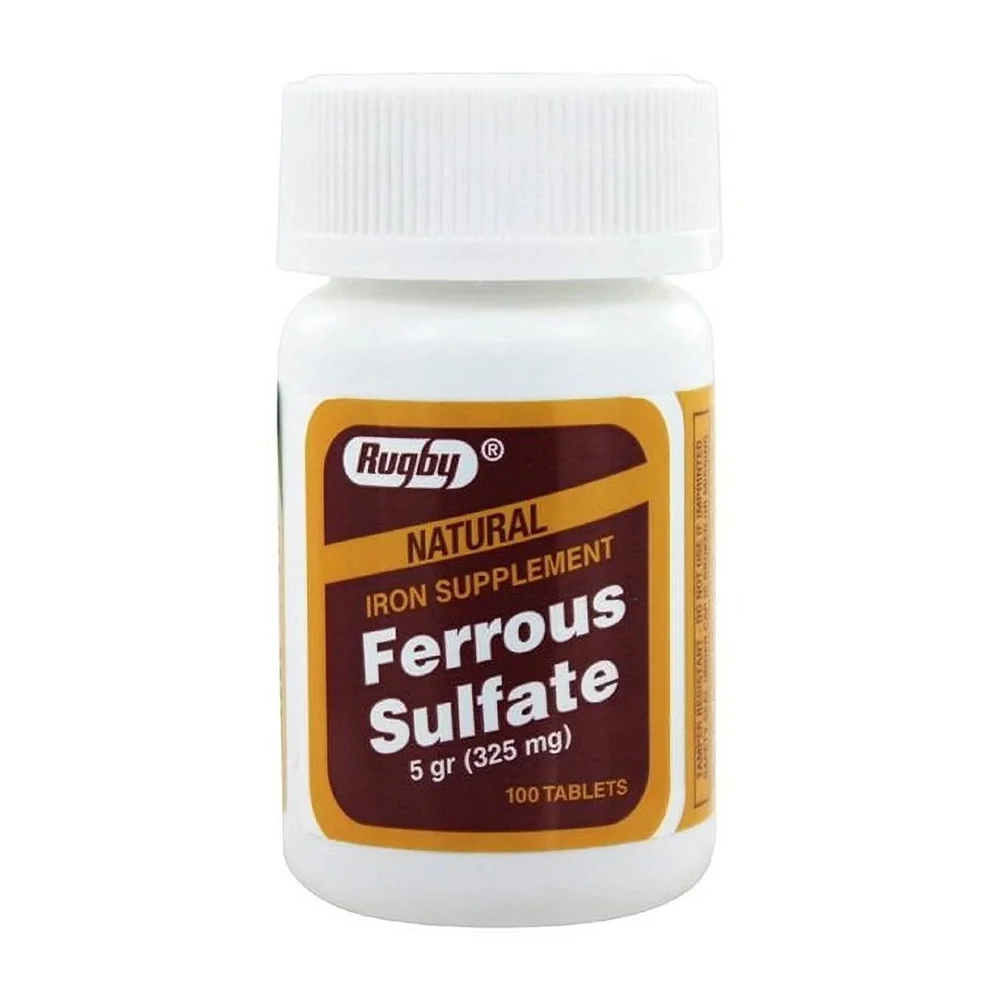 Recyclable Rugby Ferrous Sulfate 325 Mg Iron Supplement Tablets 100 Ea Premium Material