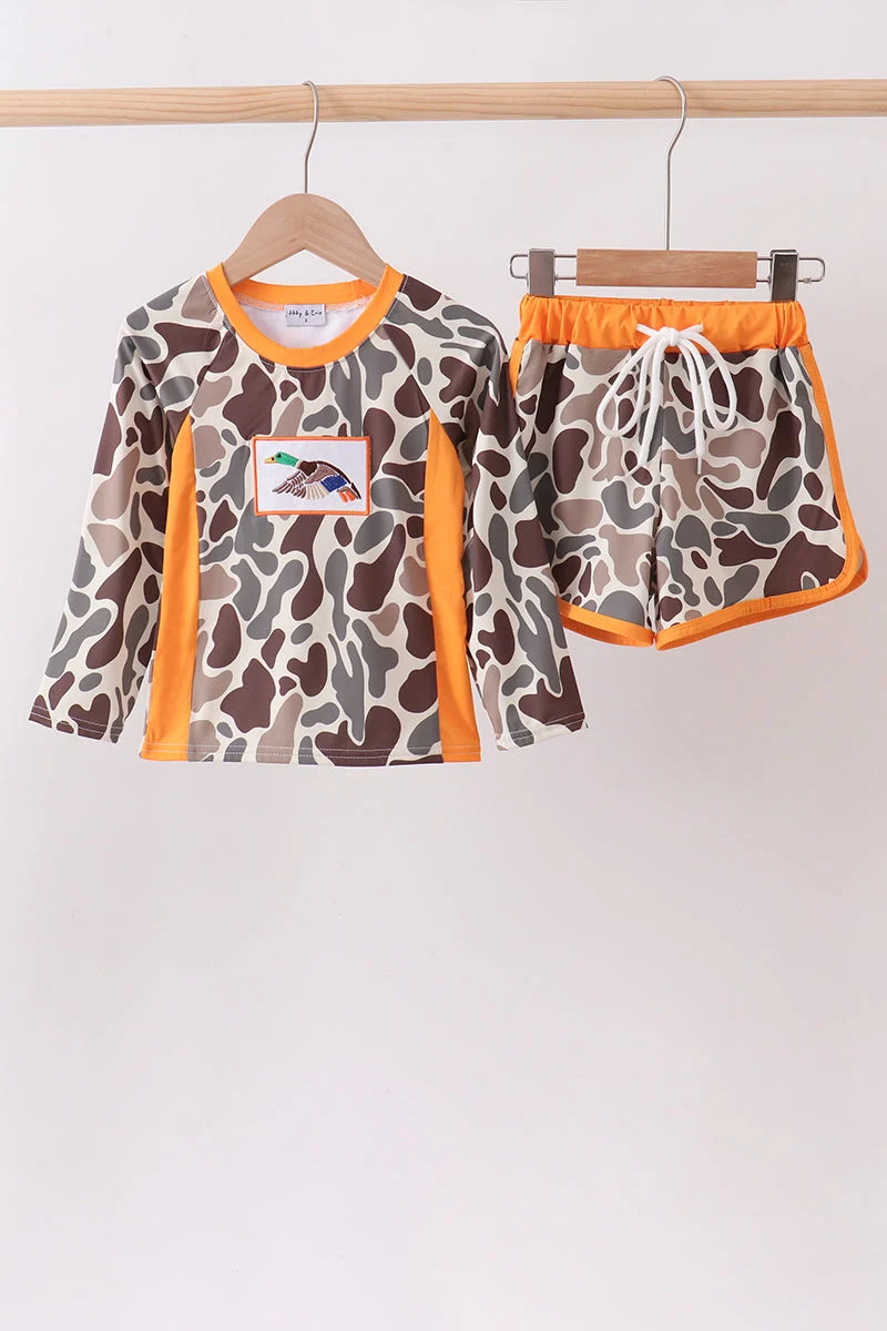 Functional Camo Mallard Embroidered UPF Swim Set Elegant