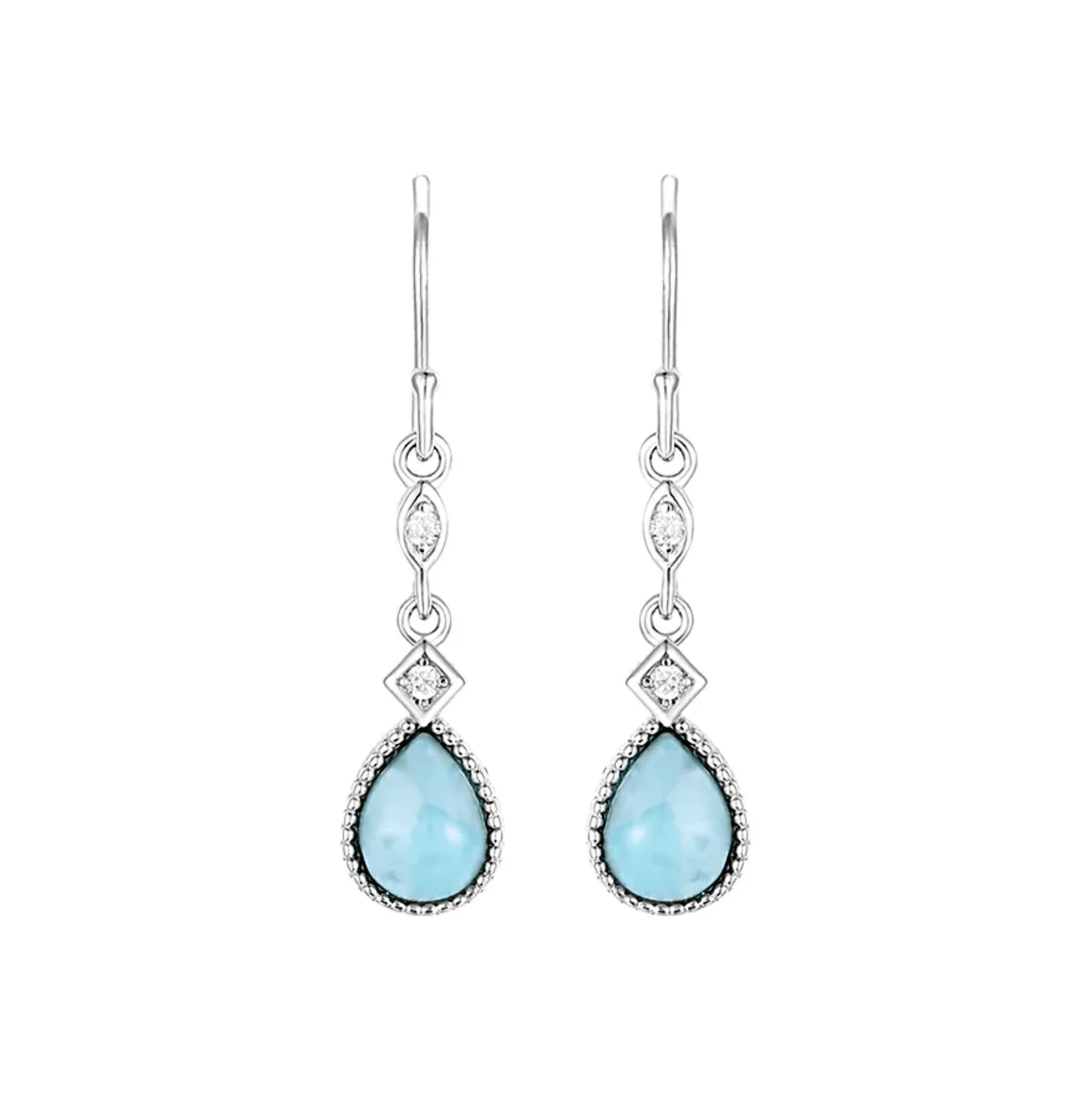 Comfortable Elegant Teardrop Larimar Earrings in Sterling Silver Top-Quality
