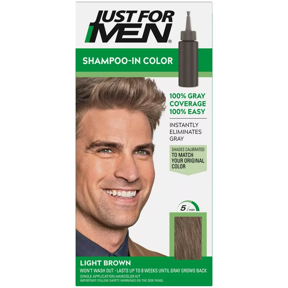 High-End Just For Men Shampoo-In Hair Color Light Brown 1 Ea Efficient