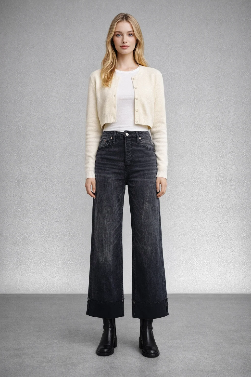Recyclable Elodie Tummy Control Inseam High Rise A-line Wide Jeans Expertly Made