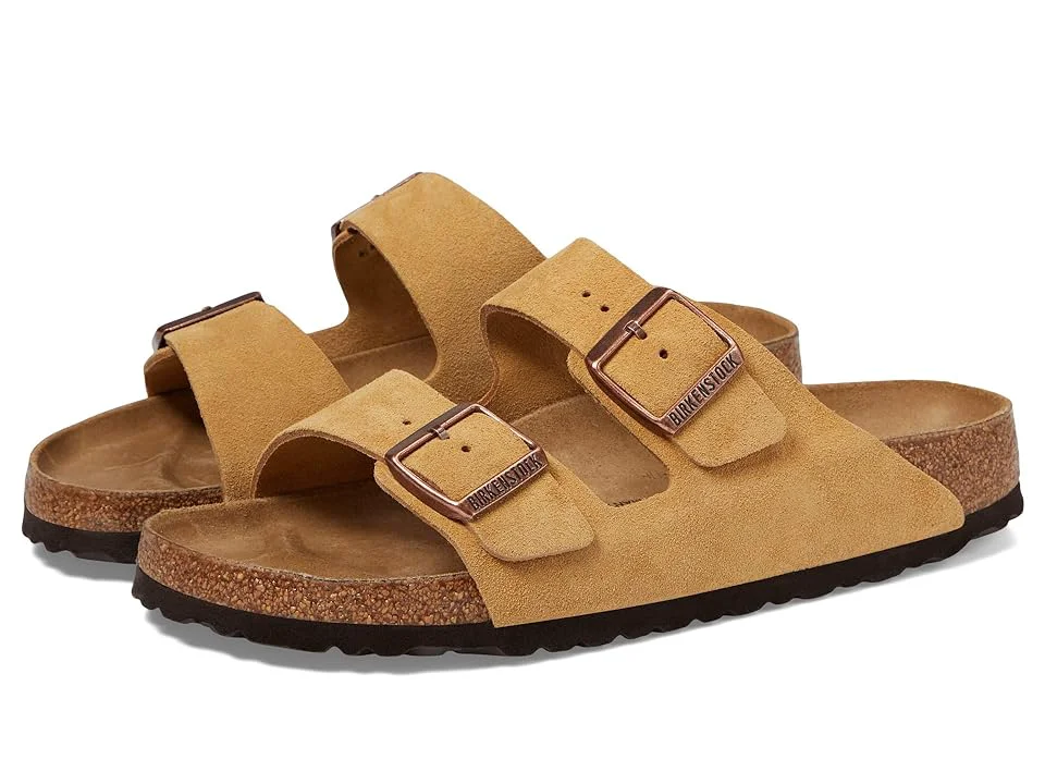 Carefully Designed Birkenstock Unisex Arizona Suede Leather Latte Cream Fashionable