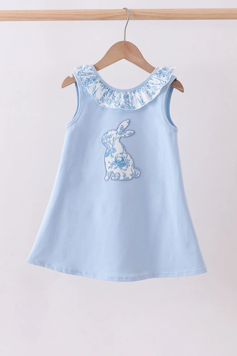 Responsible Blue bunny applique ruffle dress Classic