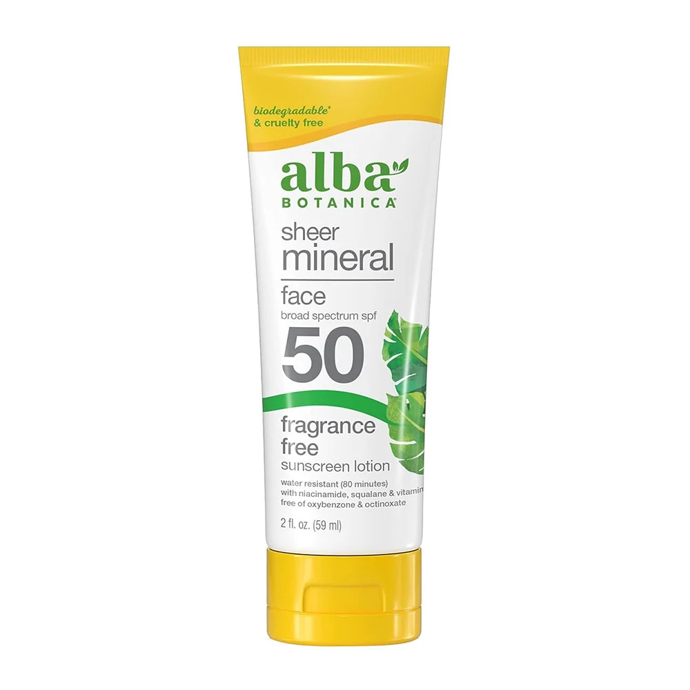 Carefully Designed Alba Botanica Sheer Mineral Sunscreen Lotion Broad Spectrum SPF 50 2 Oz Powerful