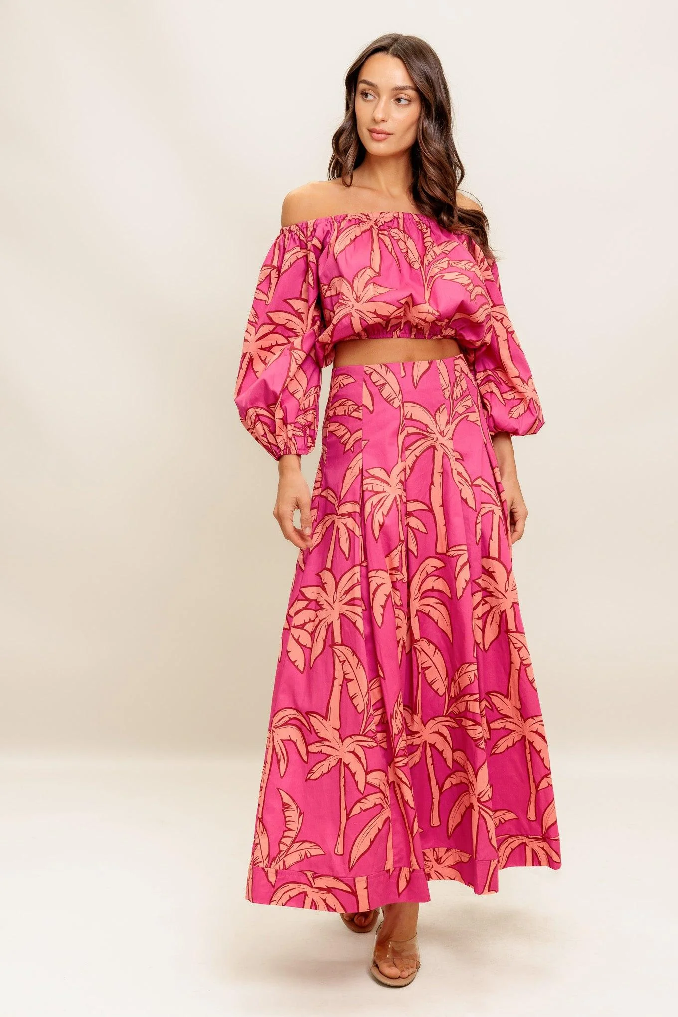 Outstanding Paradise Match Woven Top and Skirt Set Smooth