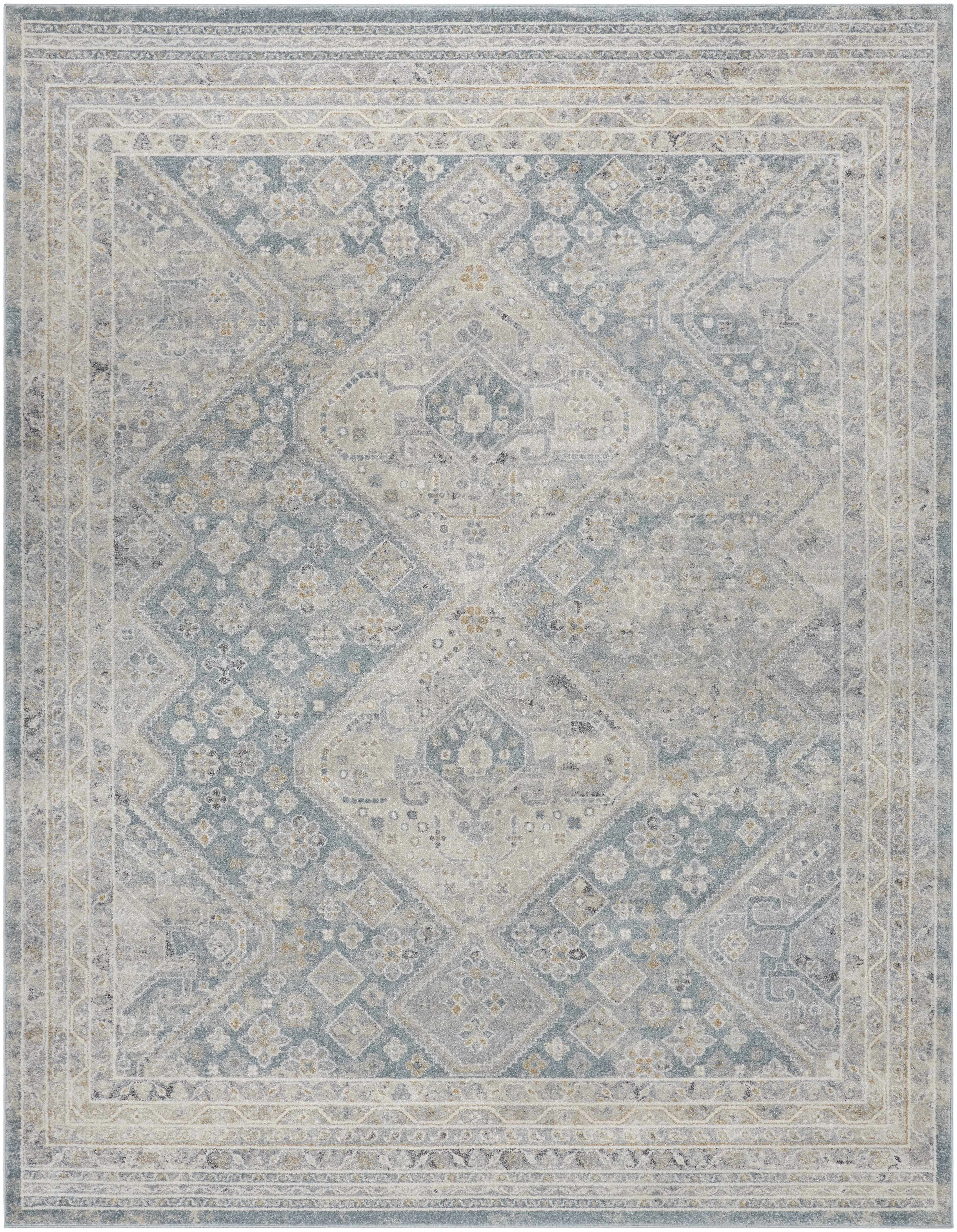 Organic Sagen Blue Medallion Area Rug Solid