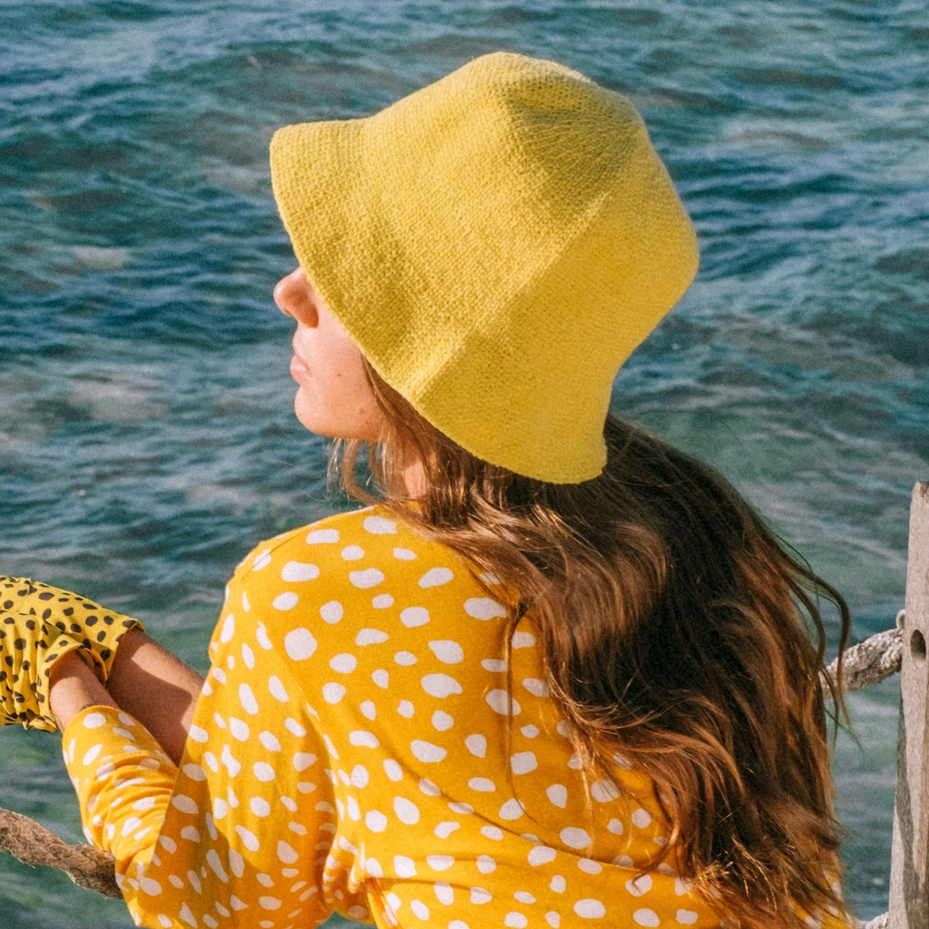 Exceptional FLORETTE Crochet Bucket Hat In Yellow Breathable