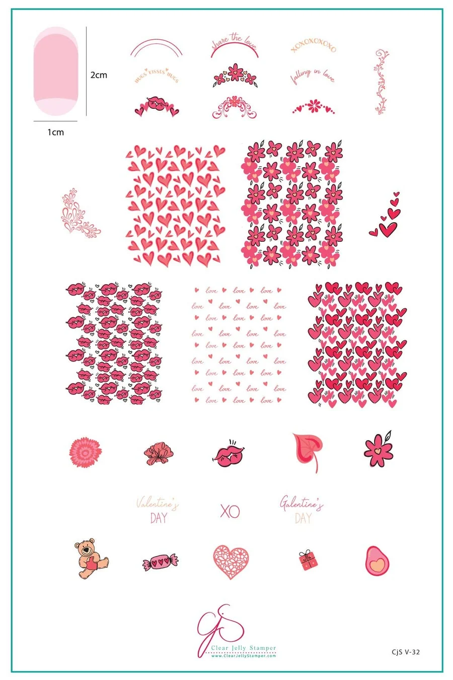 Powerful French Kiss CjS-V32 - Clear Jelly Stamping Plate Convenient