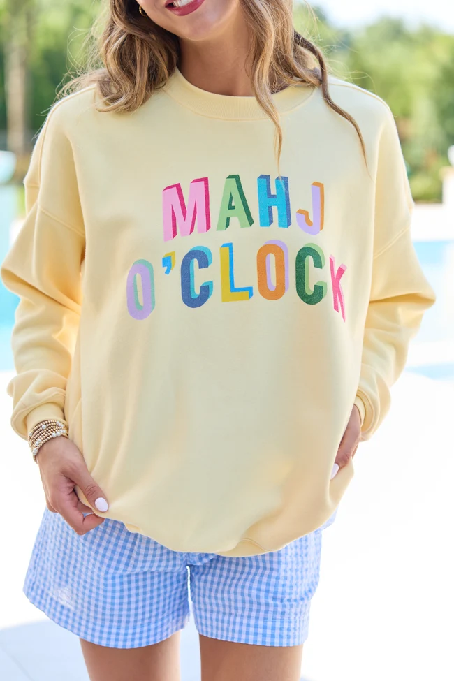 Luxury Mahj O'Clock Yellow Graphic Sweatshirt Authentic