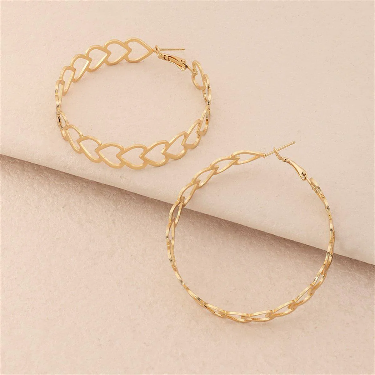 Top-Quality Goldtone Openwork Heart Hoop Earrings Certified